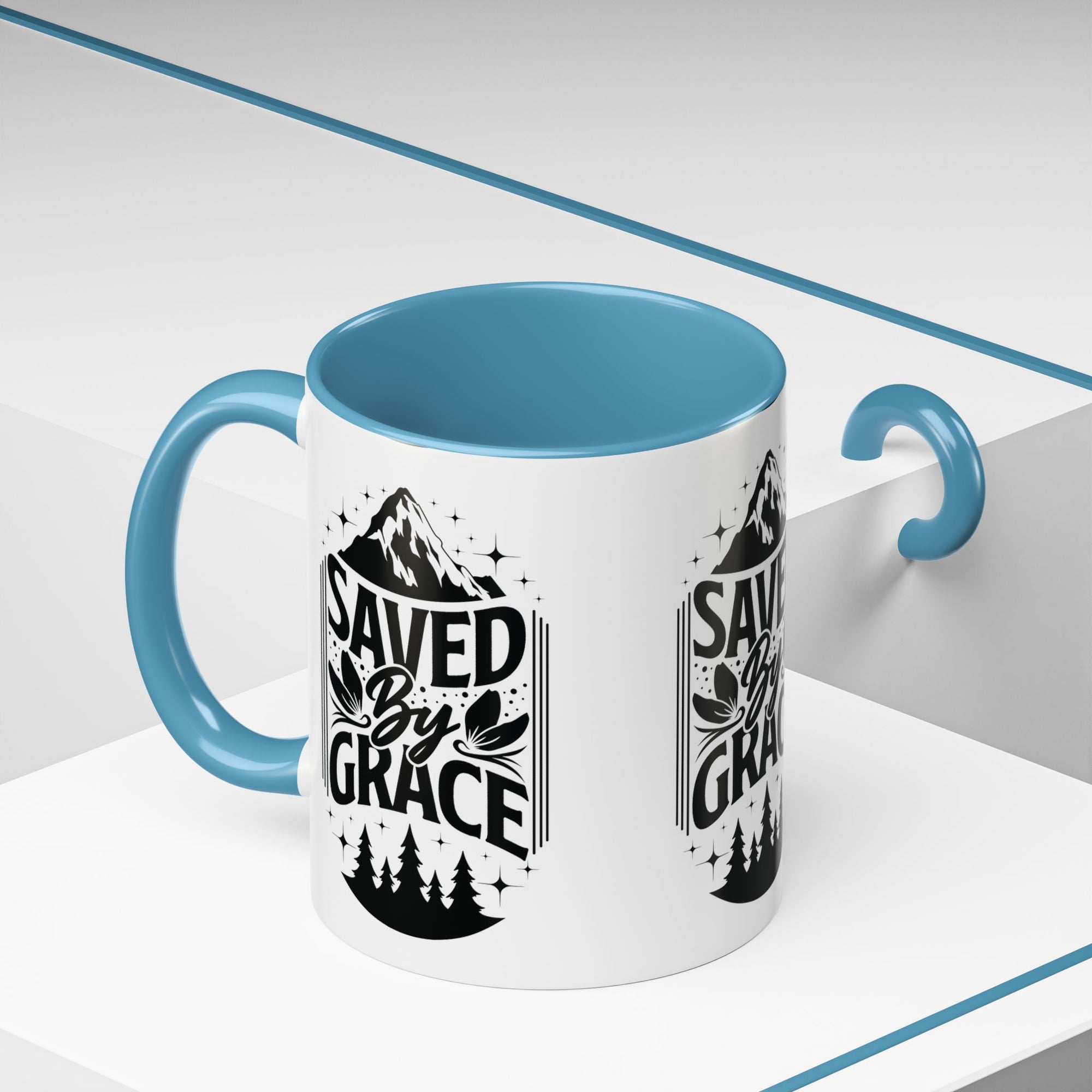 Saved by Grace Accent Coffee Mug - Inspirational Design