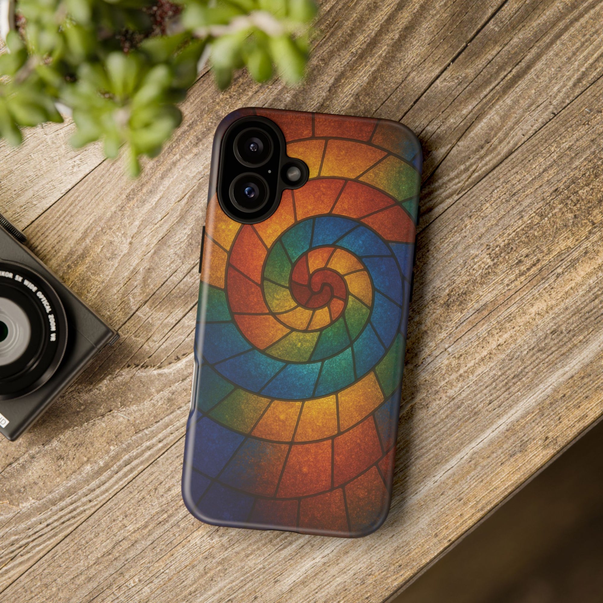 Stained Glass Spiral Colorful Phone Case, Vibrant Tough Phone Protector, Artistic Cell Phone Cover, Trendy Tech Accessories Samsung Galaxy S series and Apple iPhone series