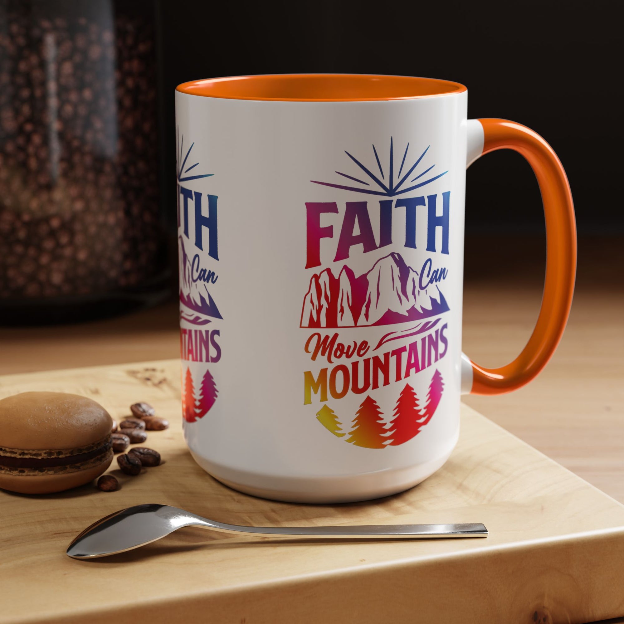 Faith Can Move Mountains Accent Coffee Mug - Inspirational Design