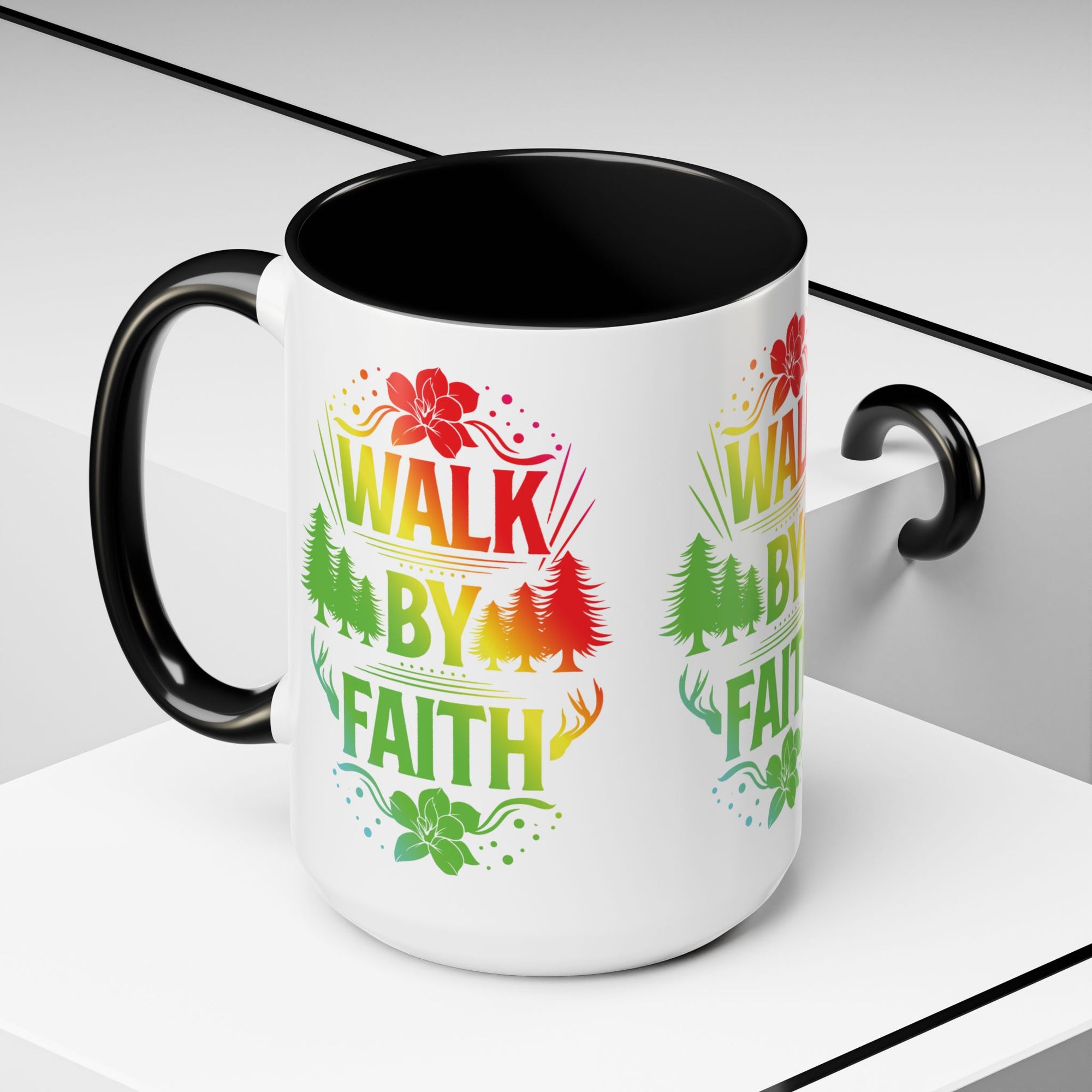 Walk by Faith Accent Coffee Mug - Inspirational Design
