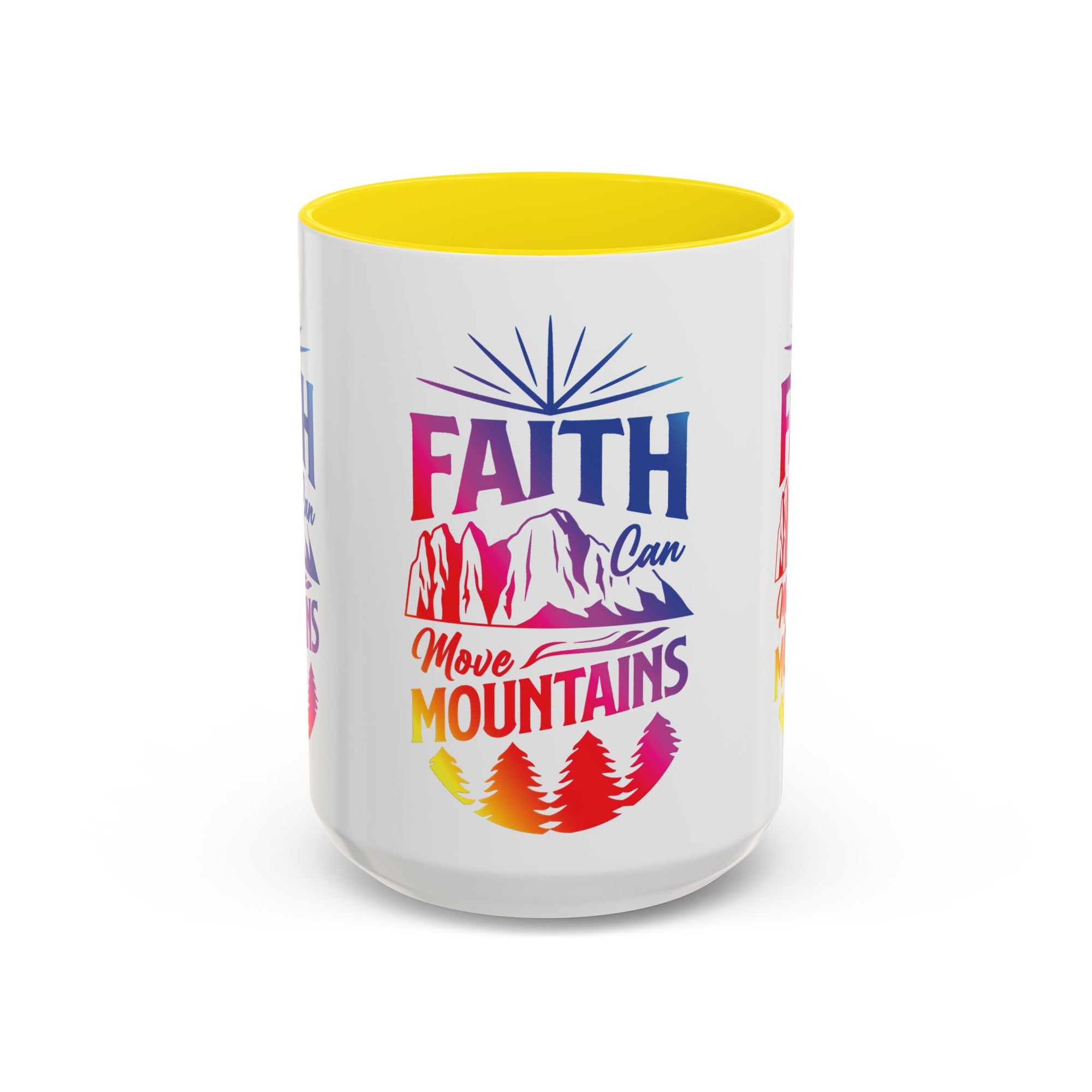 Faith Can Move Mountains Accent Coffee Mug - Inspirational Design