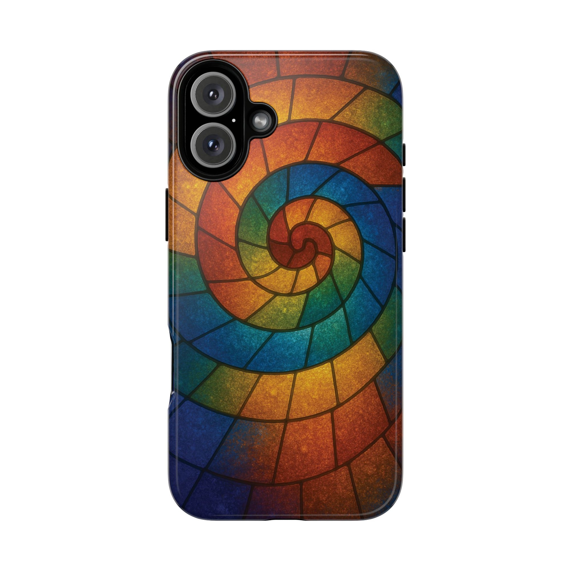 Stained Glass Spiral Colorful Phone Case, Vibrant Tough Phone Protector, Artistic Cell Phone Cover, Trendy Tech Accessories Samsung Galaxy S series and Apple iPhone series
