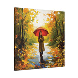 Autumn Serenity Canvas Wall Art, Perfect for Cozy Home Decor, Gift for Fall Lovers, Red Umbrella Art, Nature Photography Print