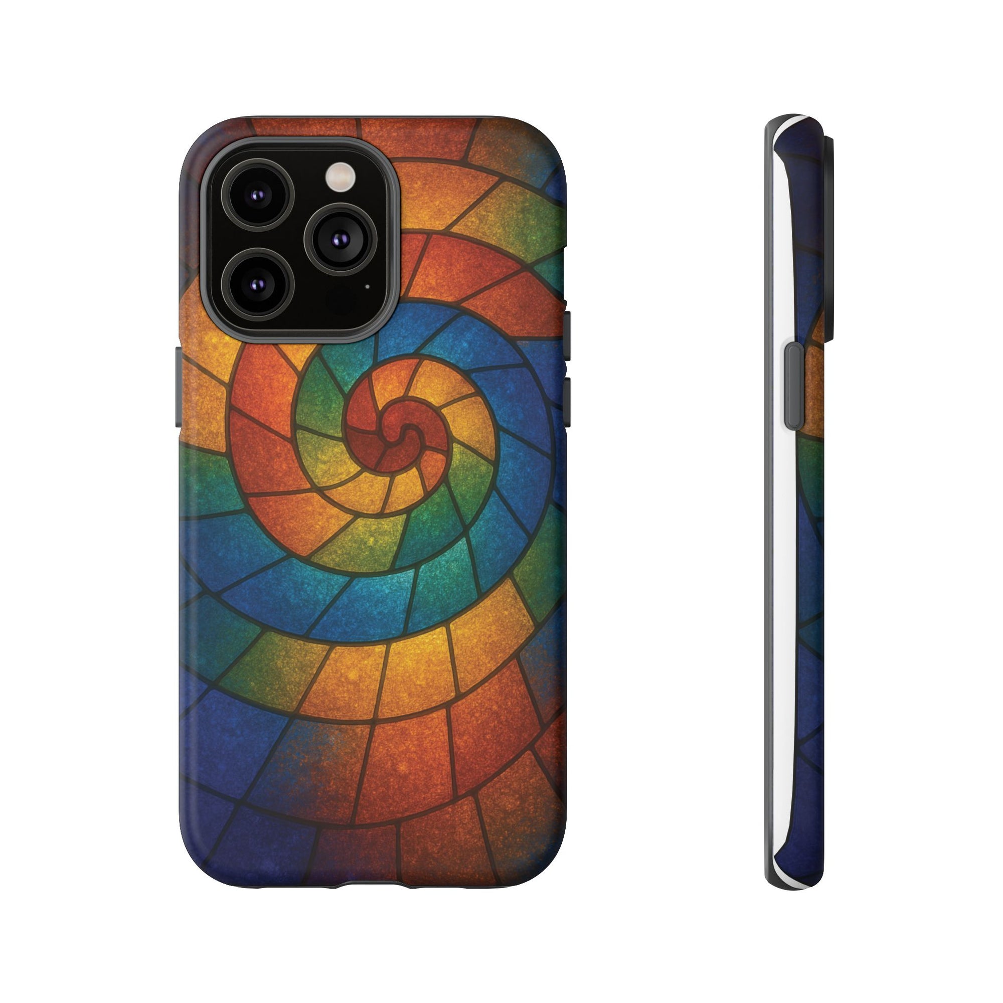 Stained Glass Spiral Colorful Phone Case, Vibrant Tough Phone Protector, Artistic Cell Phone Cover, Trendy Tech Accessories Samsung Galaxy S series and Apple iPhone series