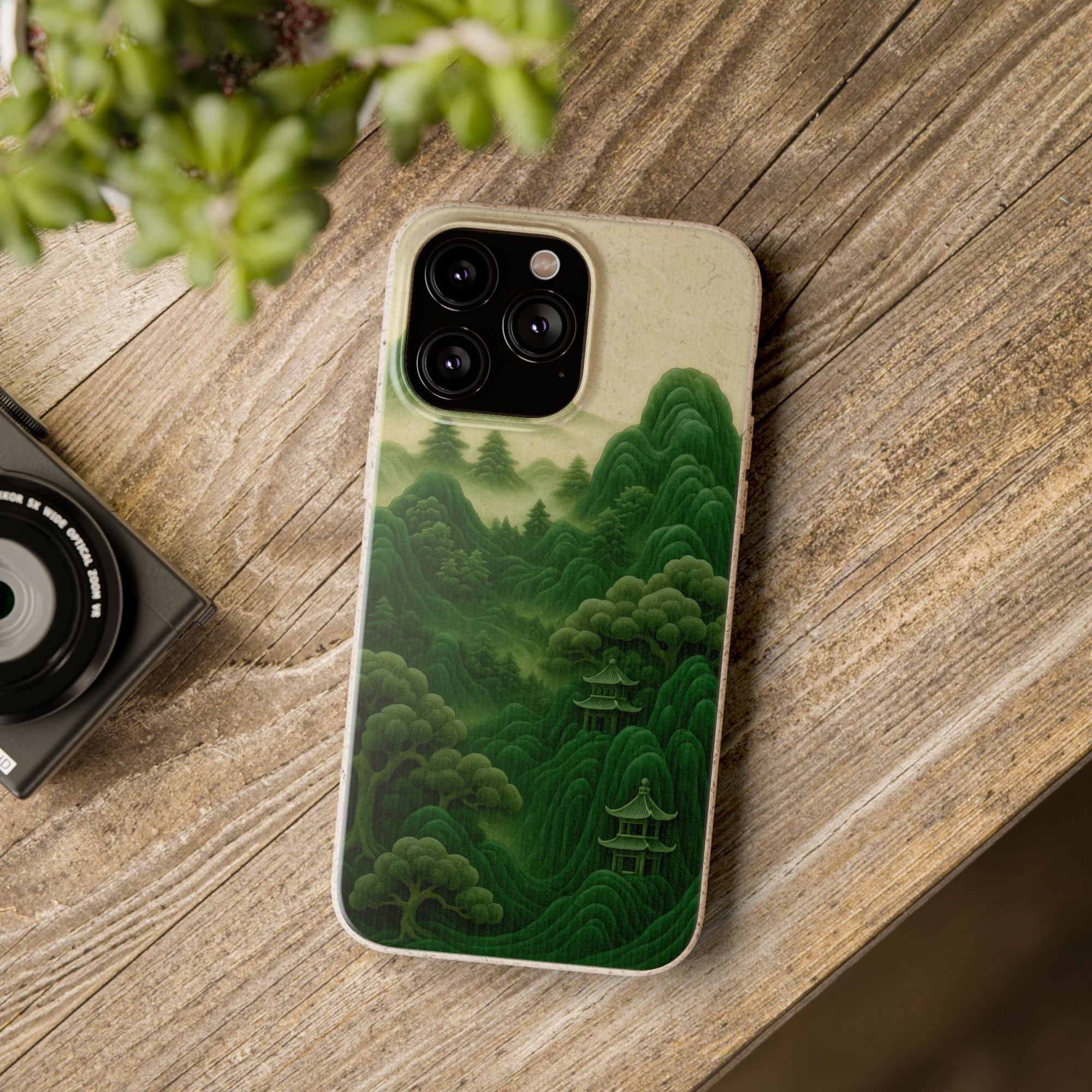 Eco-Friendly Biodegradable Phone Cases with Serene Mountain Landscape Design, Sustainable Gift, Nature Lover Accessory, Green Phone Cover,