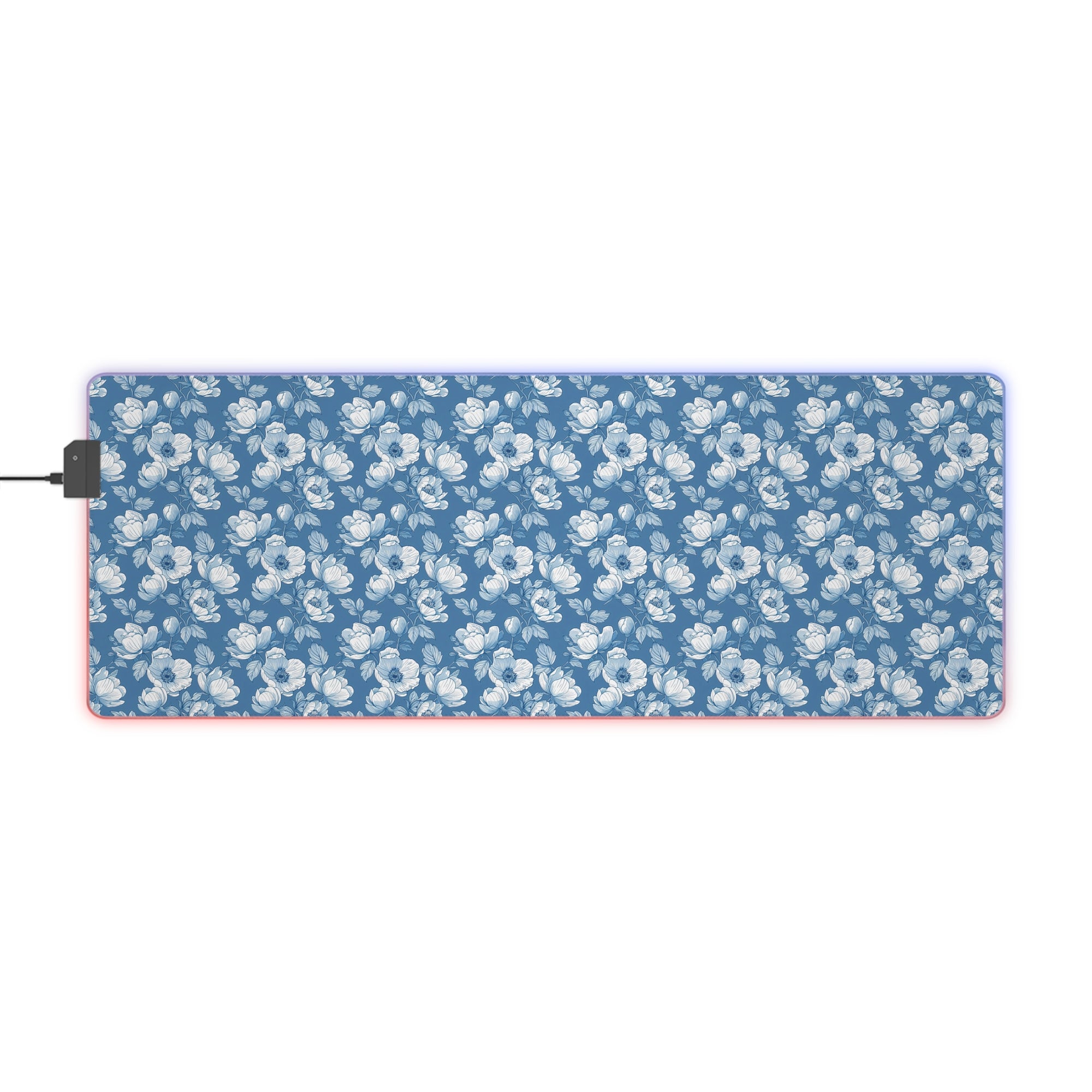 Floral LED Gaming Mouse Pad - Elegant Blue Design for Gamers