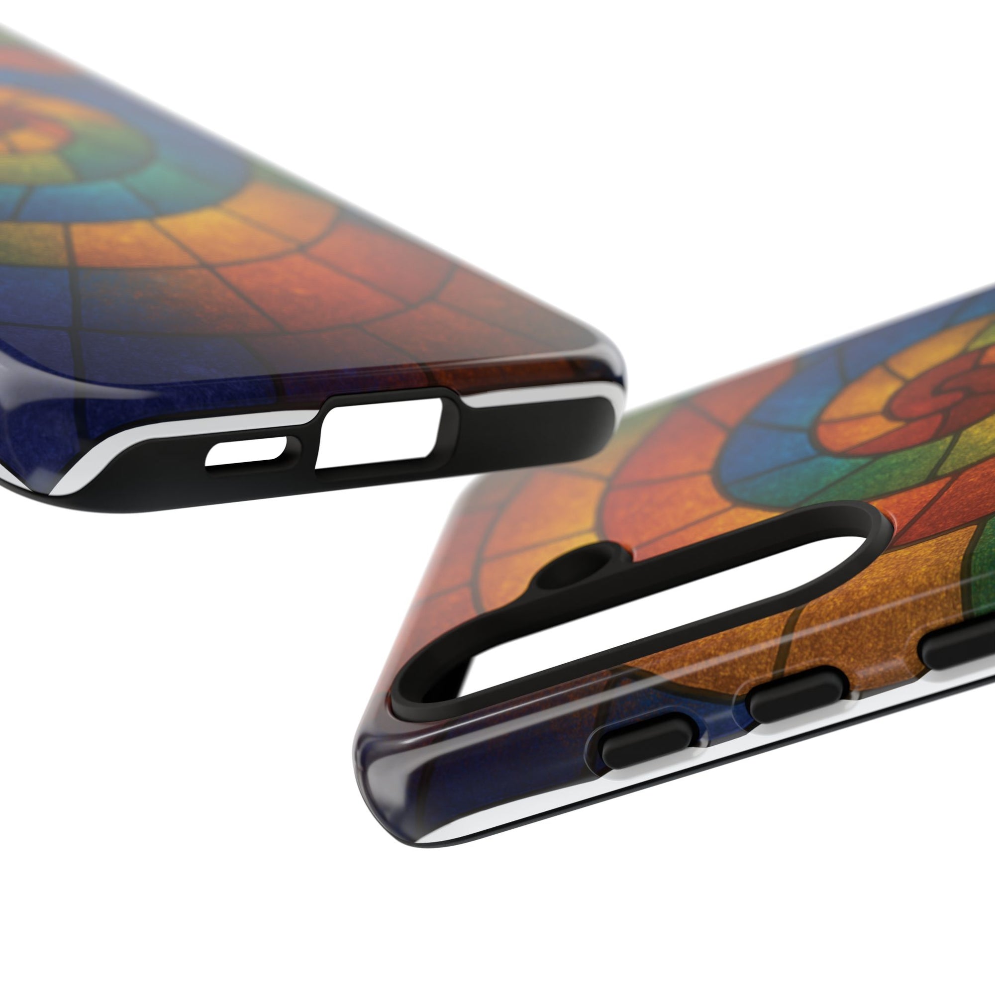 Stained Glass Spiral Colorful Phone Case, Vibrant Tough Phone Protector, Artistic Cell Phone Cover, Trendy Tech Accessories Samsung Galaxy S series and Apple iPhone series