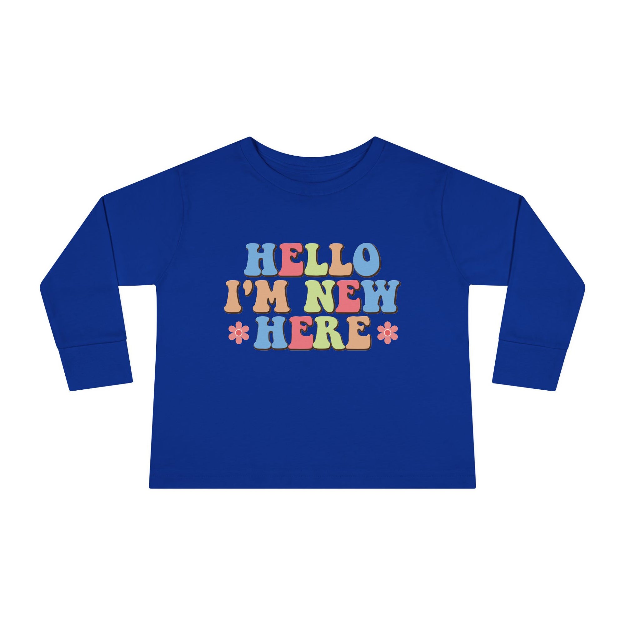 Toddler Long Sleeve Tee - "Hello I'm New Here" Playful Design for Newborns and Celebrations