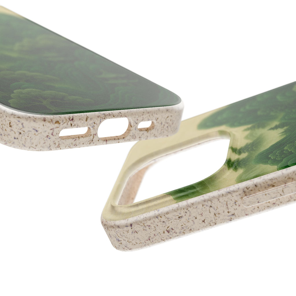 Eco-Friendly Biodegradable Phone Cases with Serene Mountain Landscape Design, Sustainable Gift, Nature Lover Accessory, Green Phone Cover,