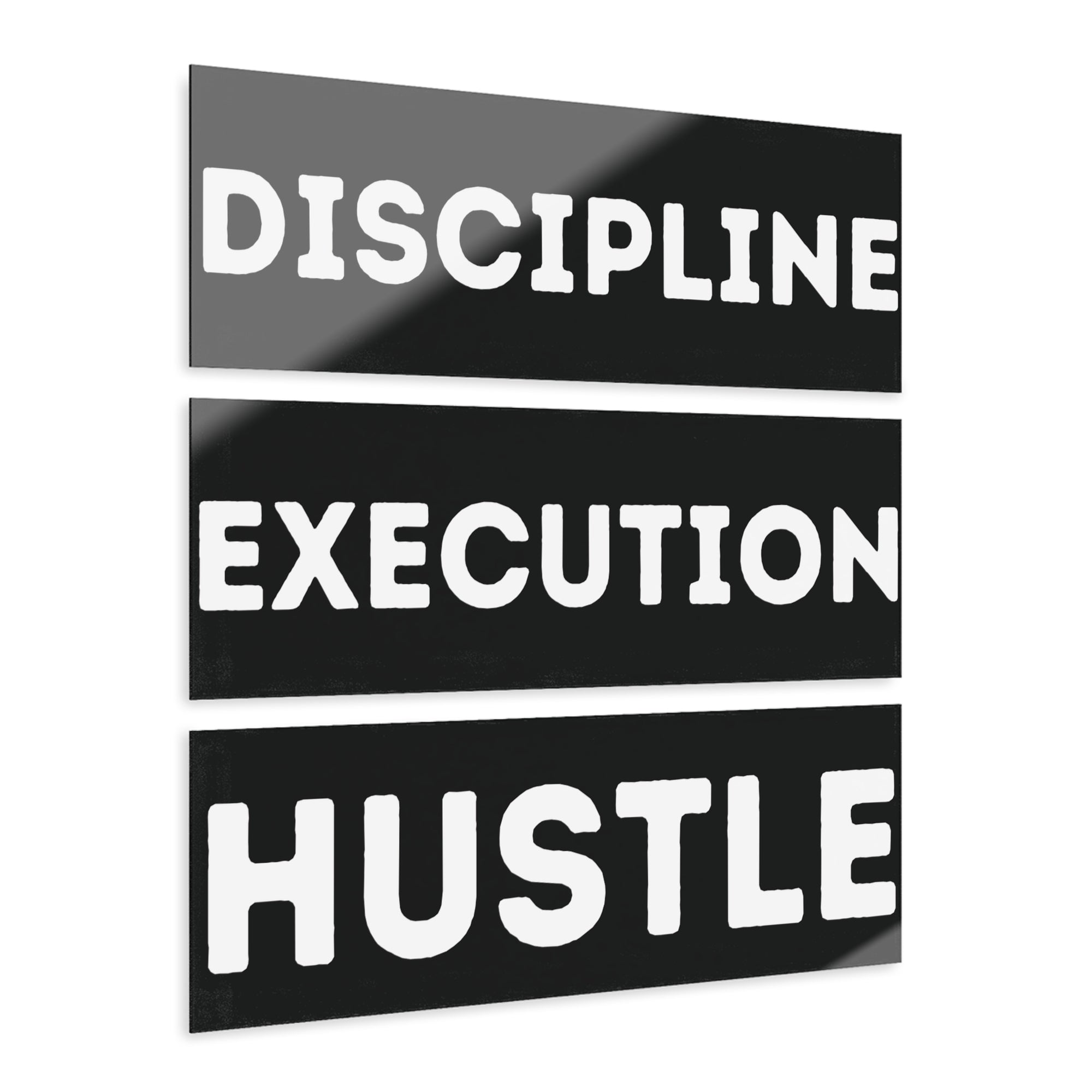 Motivational Acrylic Print Set - Discipline, Execution, Hustle Triptych Wall Art