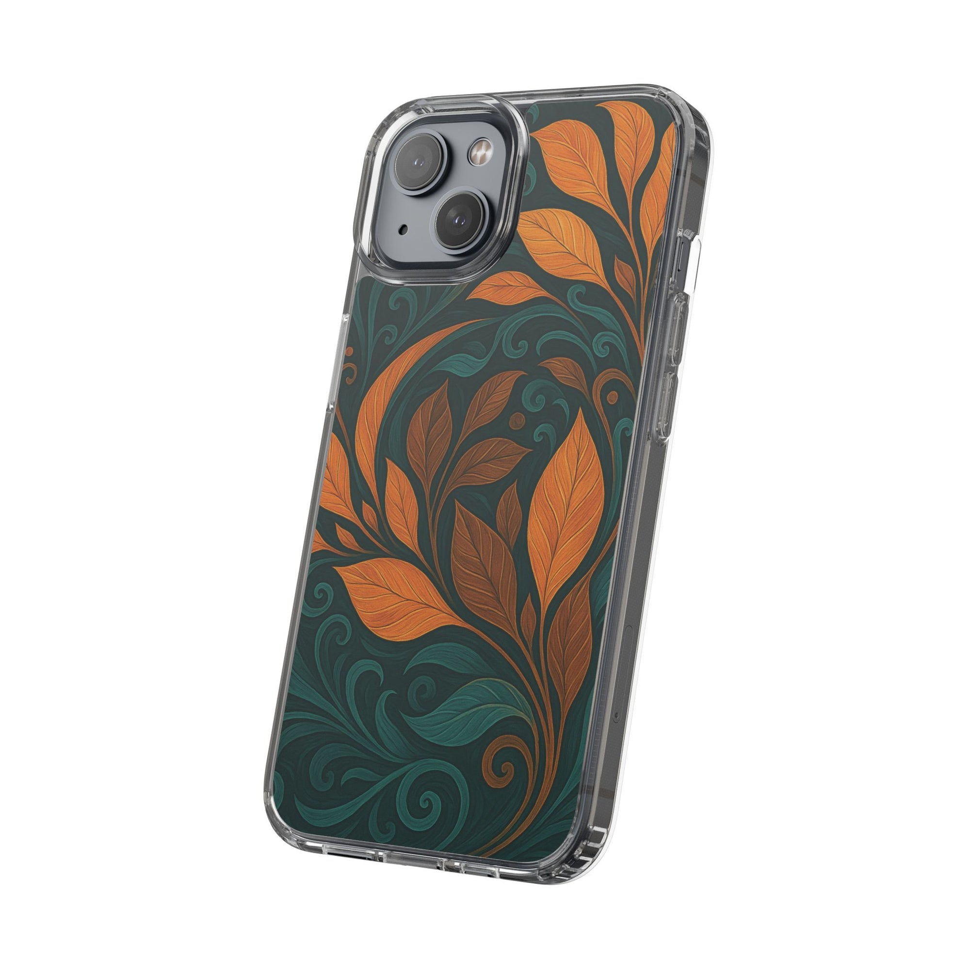 Bohemian Floral Clear Phone Case - Nature Lover's Gift, Botanical Design Phone Cover, Fall Aesthetic, Eco-Friendly Case, Custom Phone