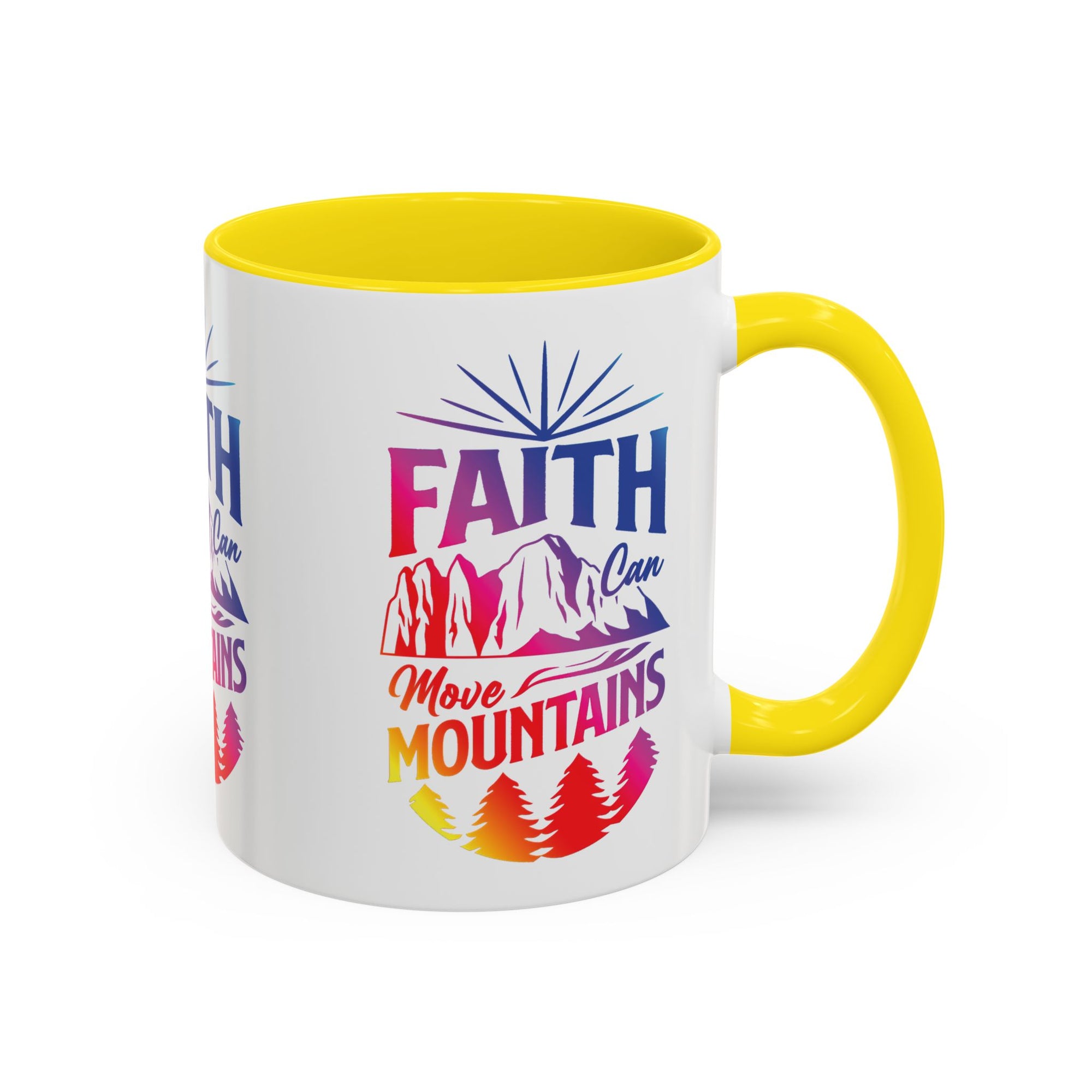 Faith Can Move Mountains Accent Coffee Mug - Inspirational Design