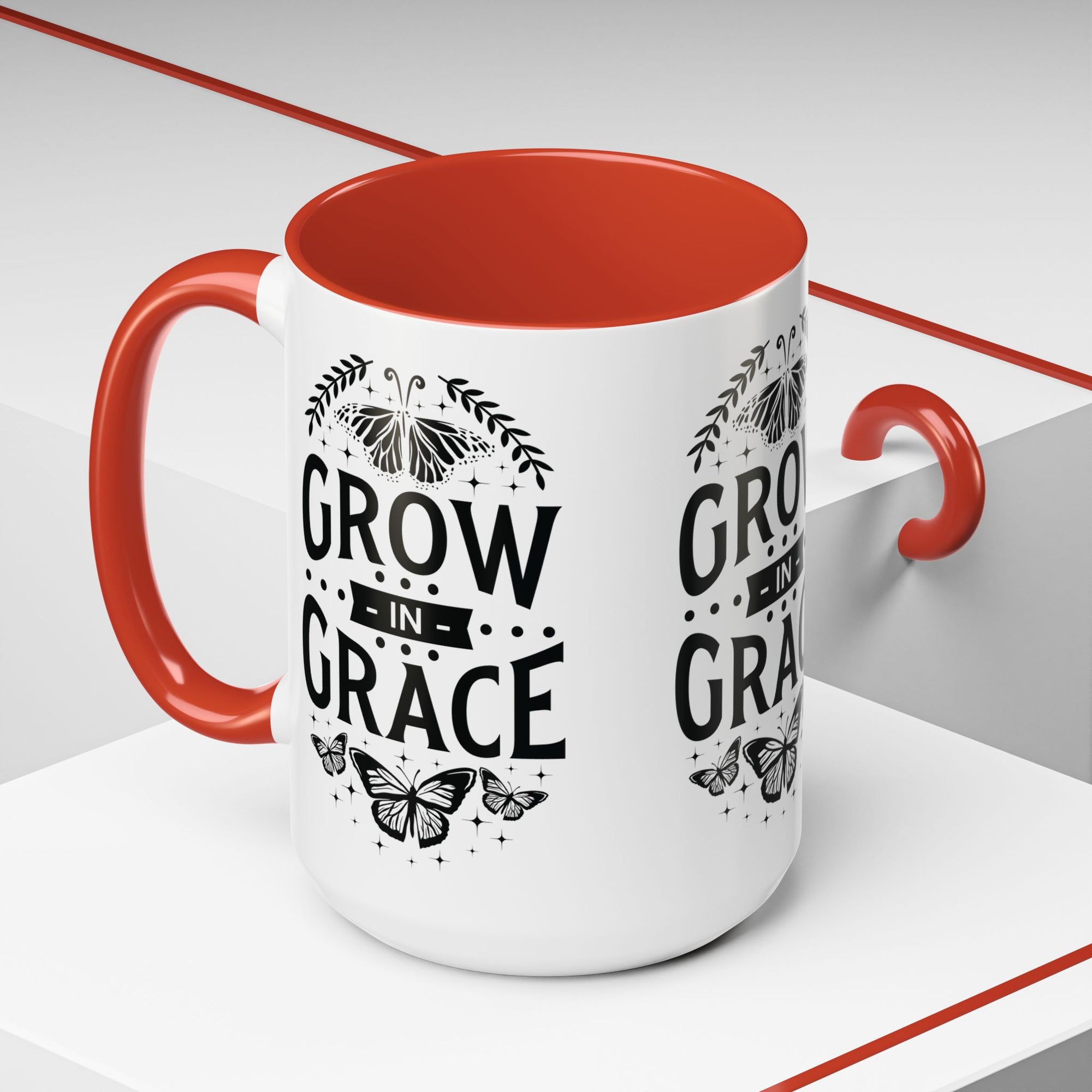 Grow in Grace Accent Coffee Mug - Inspirational Design