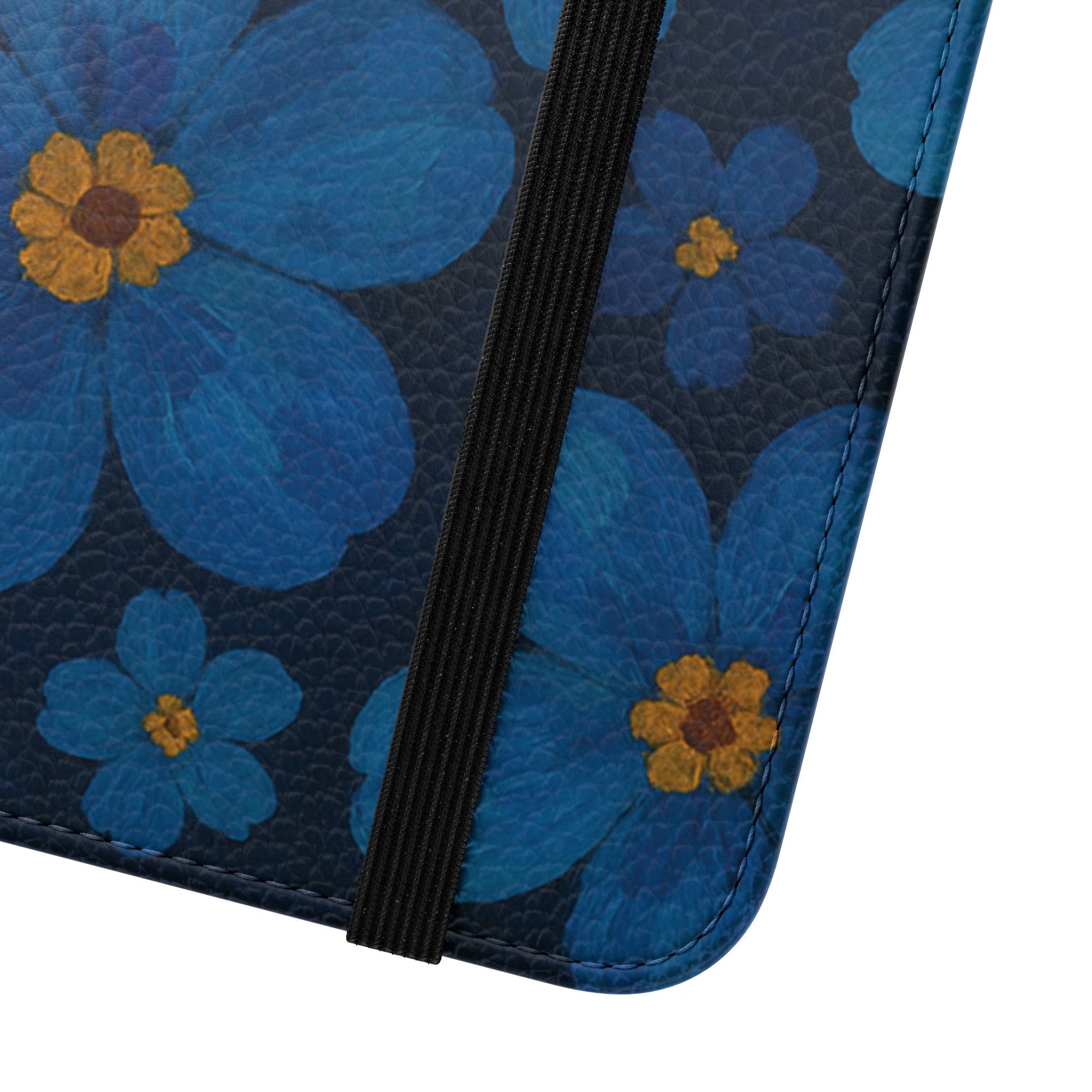 Floral Flip Phone Case - Elegant Blue Flower Design, Phone Accessory, Gift for Her, Trendy Organizer, Birthday, Mother's Day