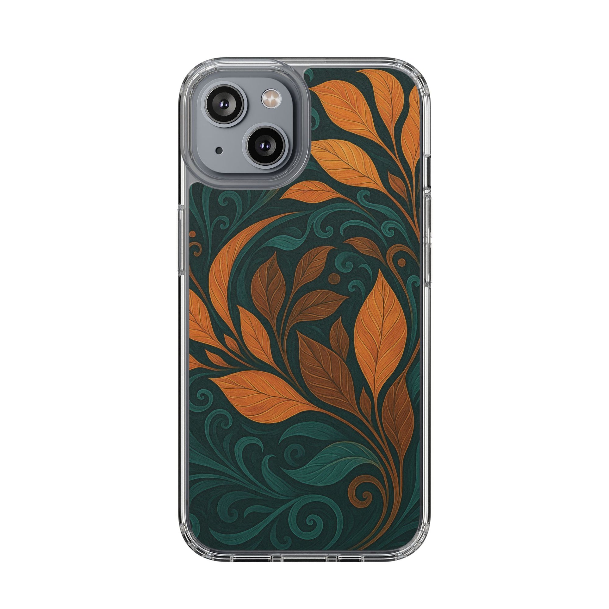 Bohemian Floral Clear Phone Case - Nature Lover's Gift, Botanical Design Phone Cover, Fall Aesthetic, Eco-Friendly Case, Custom Phone