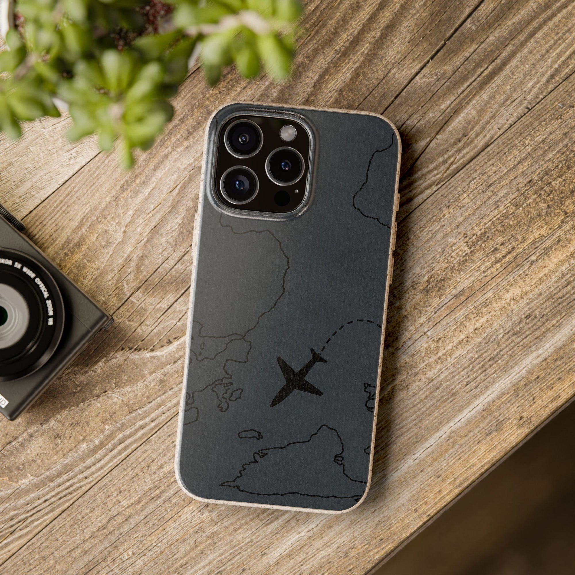 Airplane Map Biodegradable Phone Case, Eco-Friendly Phone Cover, Travel Gift, Sustainable Accessory, Nature Lover Gift