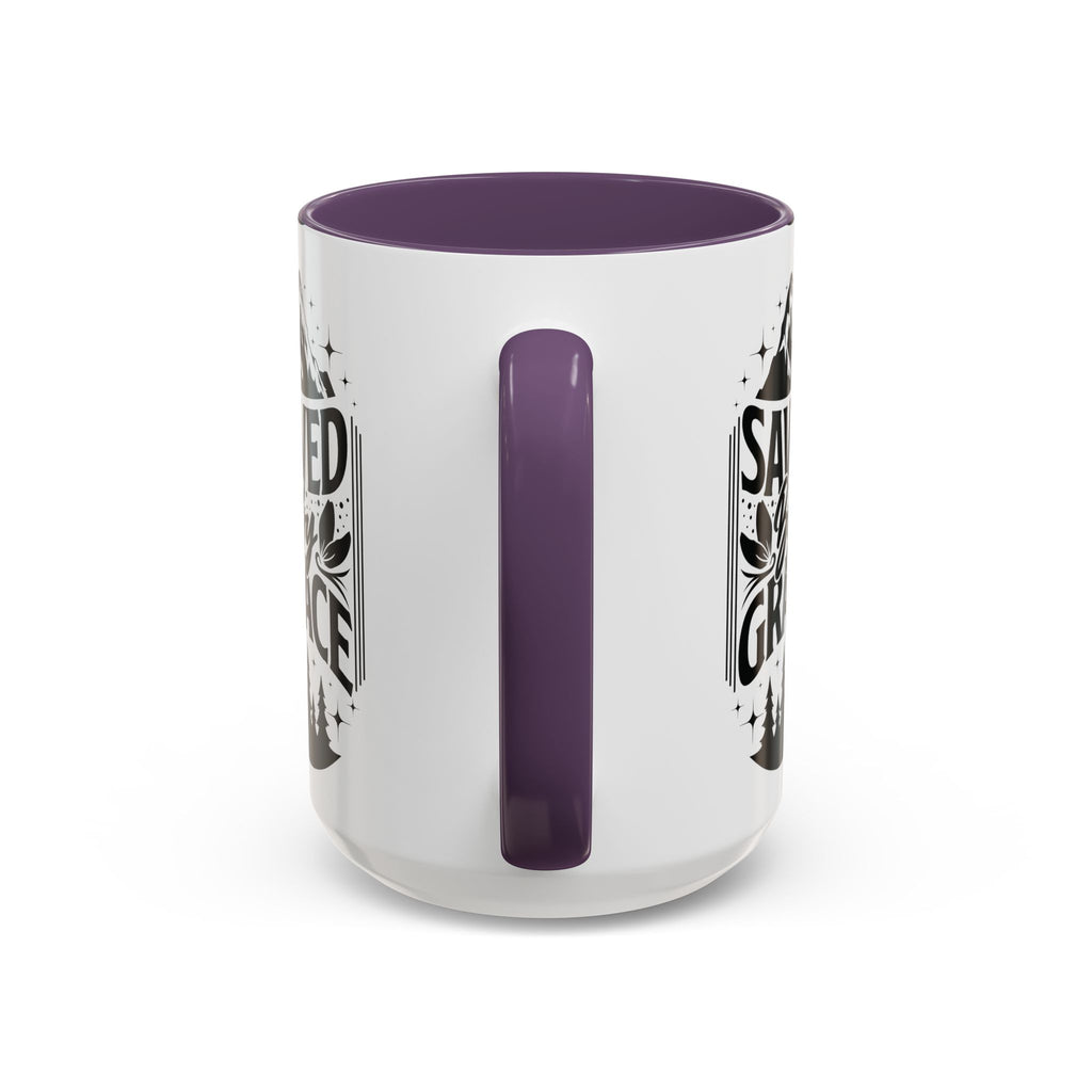 Saved by Grace Accent Coffee Mug - Inspirational Design