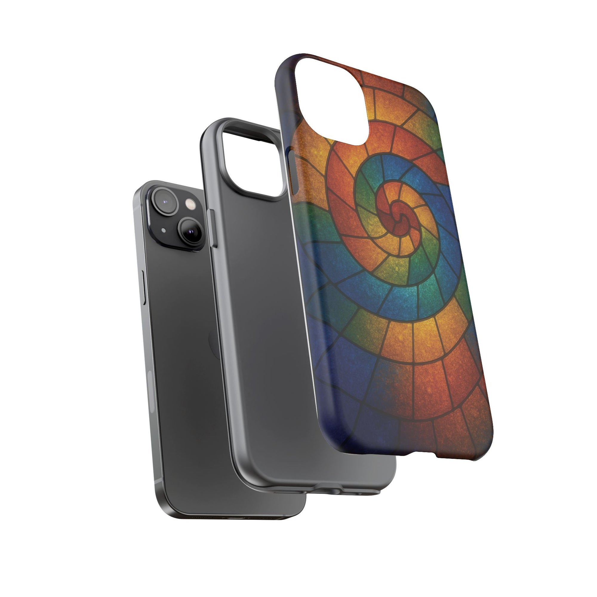Stained Glass Spiral Colorful Phone Case, Vibrant Tough Phone Protector, Artistic Cell Phone Cover, Trendy Tech Accessories Samsung Galaxy S series and Apple iPhone series