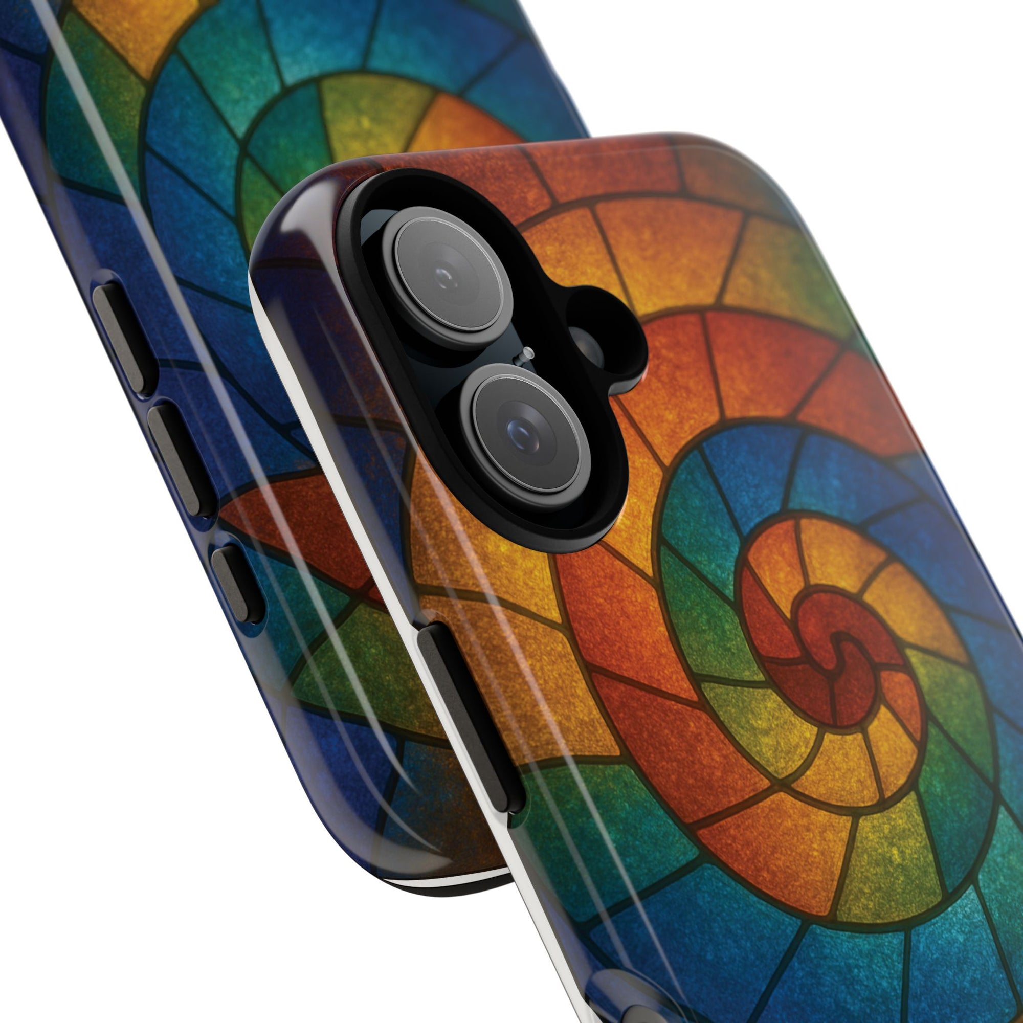 Stained Glass Spiral Colorful Phone Case, Vibrant Tough Phone Protector, Artistic Cell Phone Cover, Trendy Tech Accessories Samsung Galaxy S series and Apple iPhone series
