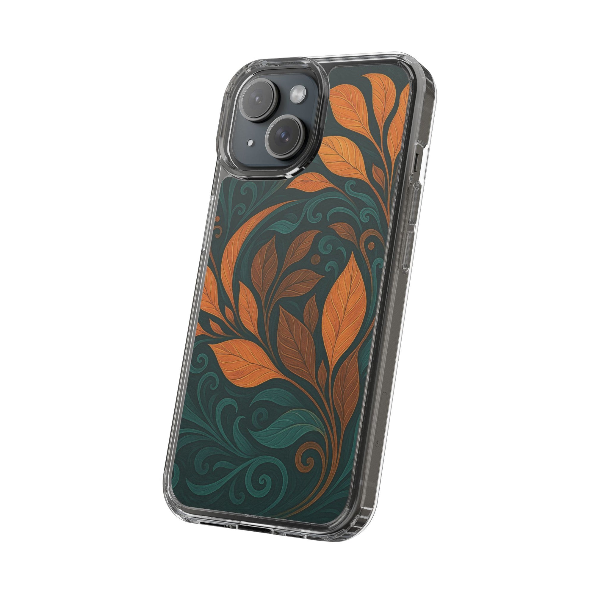 Bohemian Floral Clear Phone Case - Nature Lover's Gift, Botanical Design Phone Cover, Fall Aesthetic, Eco-Friendly Case, Custom Phone