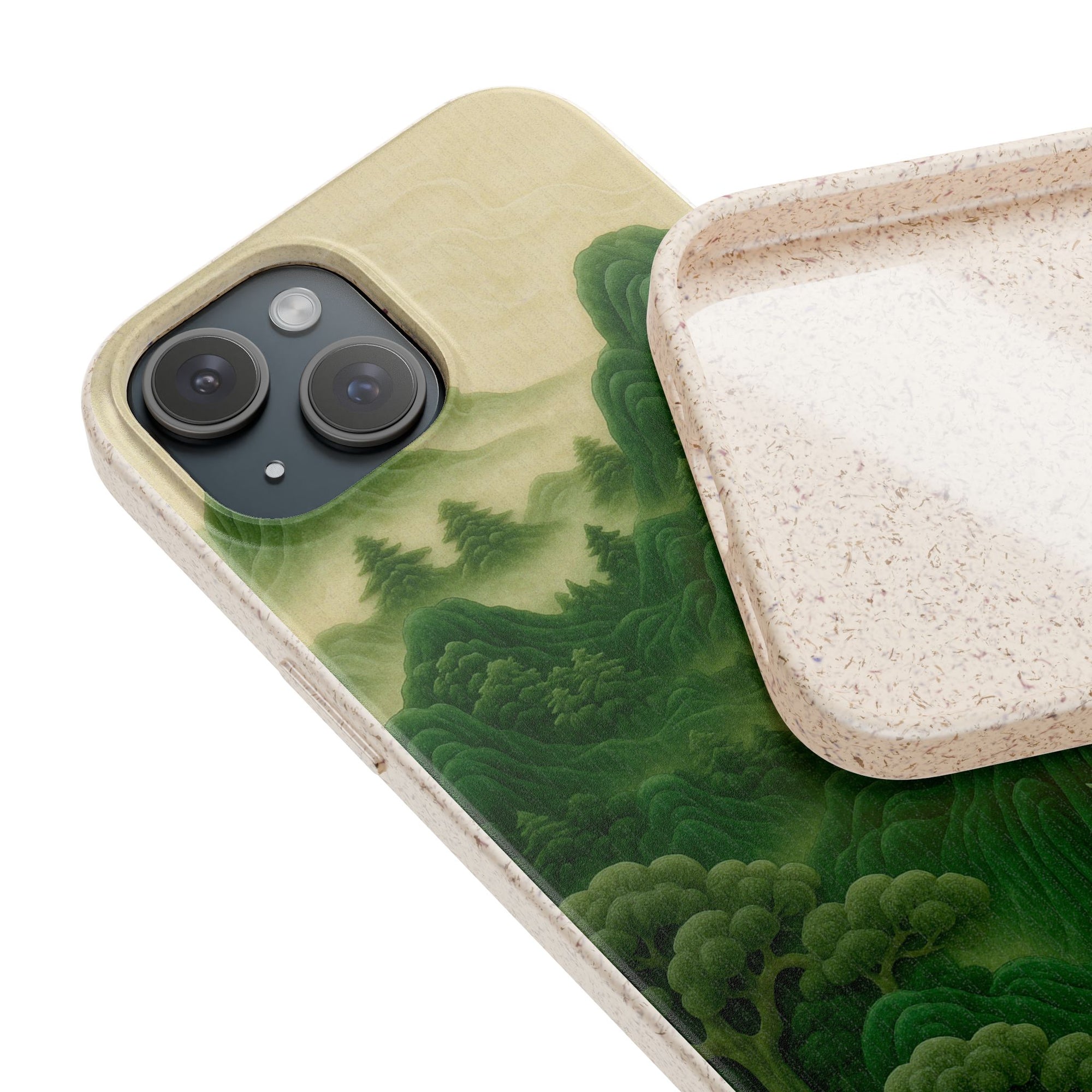 Eco-Friendly Biodegradable Phone Cases with Serene Mountain Landscape Design, Sustainable Gift, Nature Lover Accessory, Green Phone Cover,