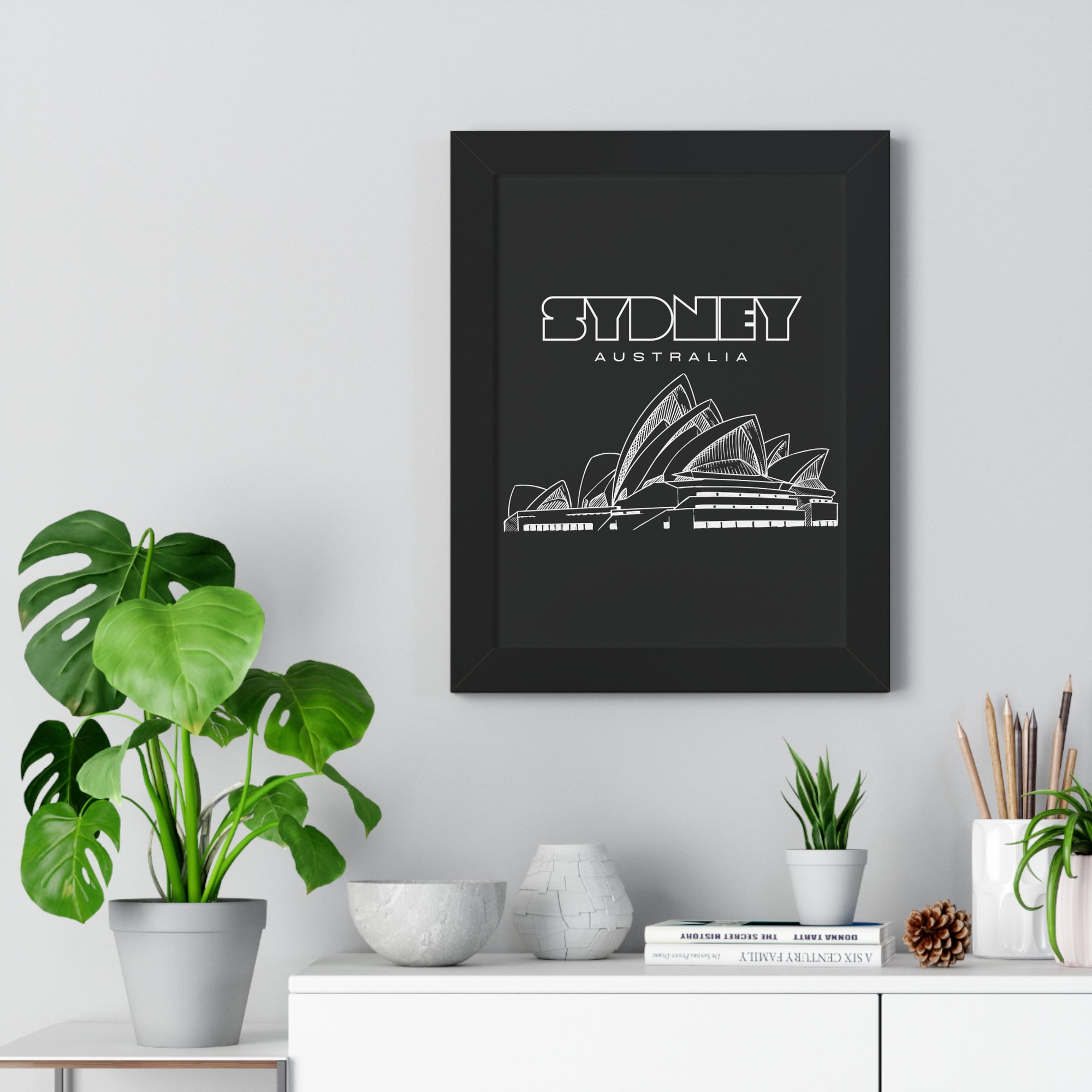 Aesthetic Sydney in Black - Framed Vertical Poster