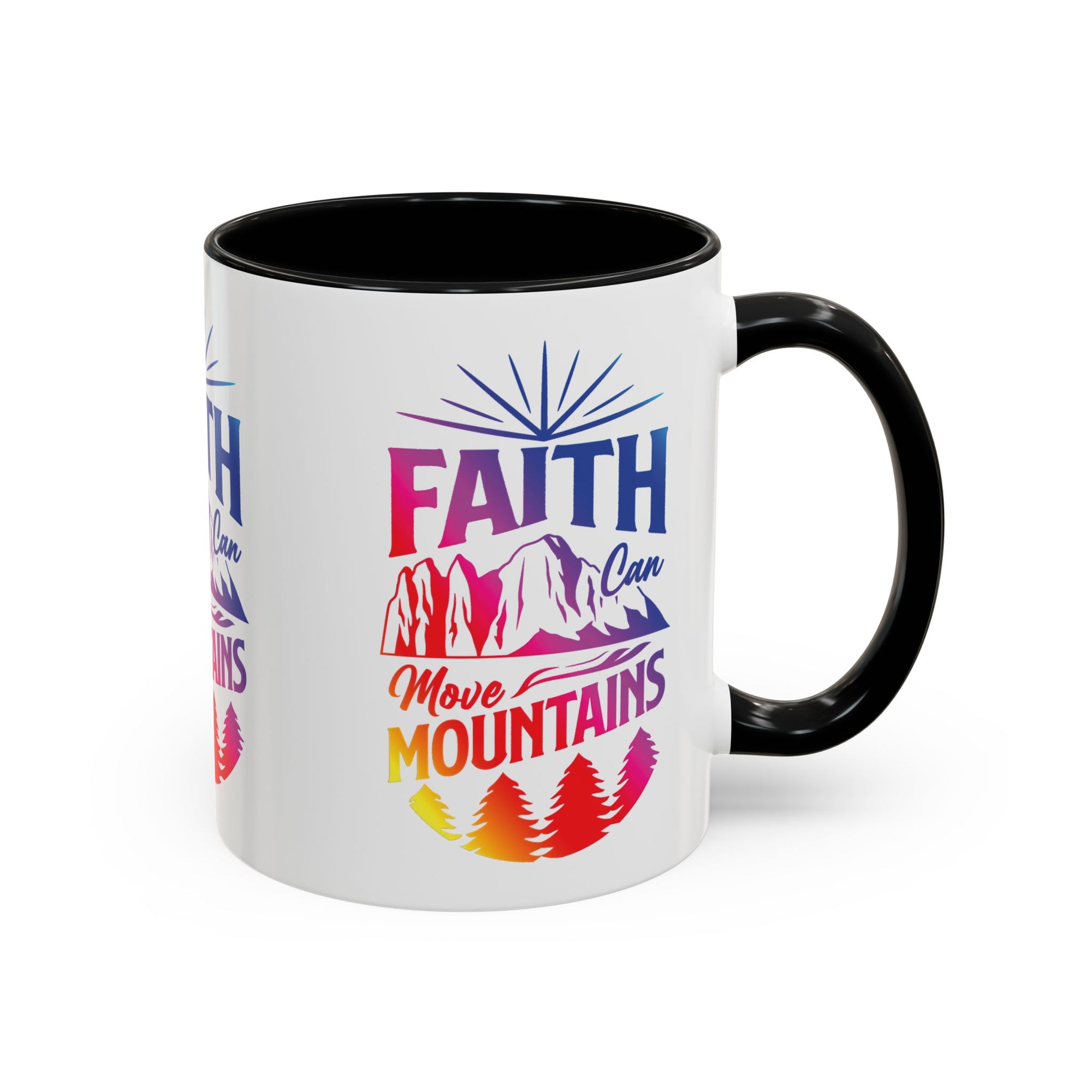 Faith Can Move Mountains Accent Coffee Mug - Inspirational Design