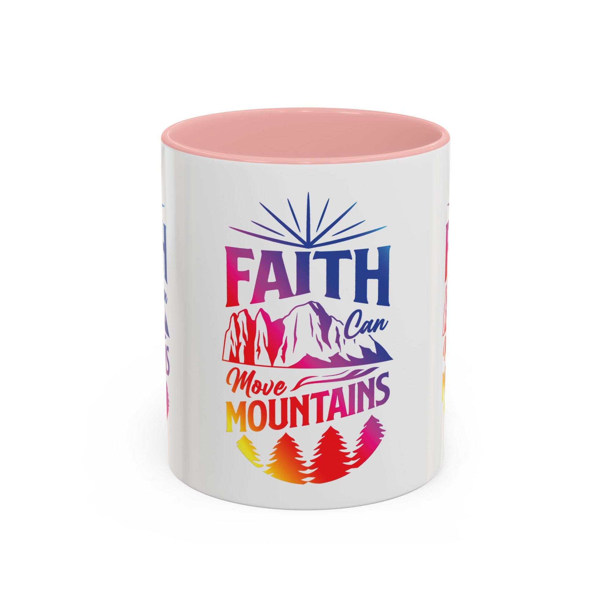 Faith Can Move Mountains Accent Coffee Mug - Inspirational Design