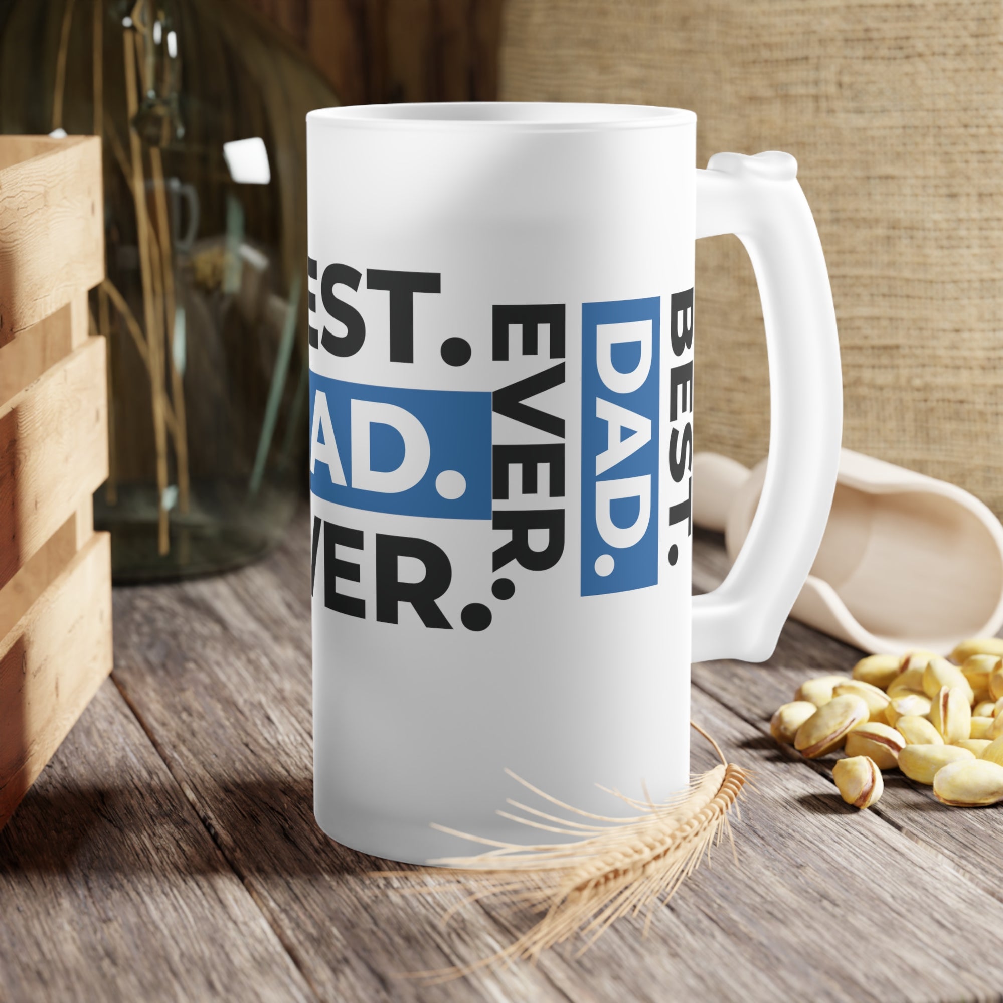 Custom Frosted Glass Beer Mug - "Best Dad Ever" - Perfect Gift for Father's Day and Dad's Birthday