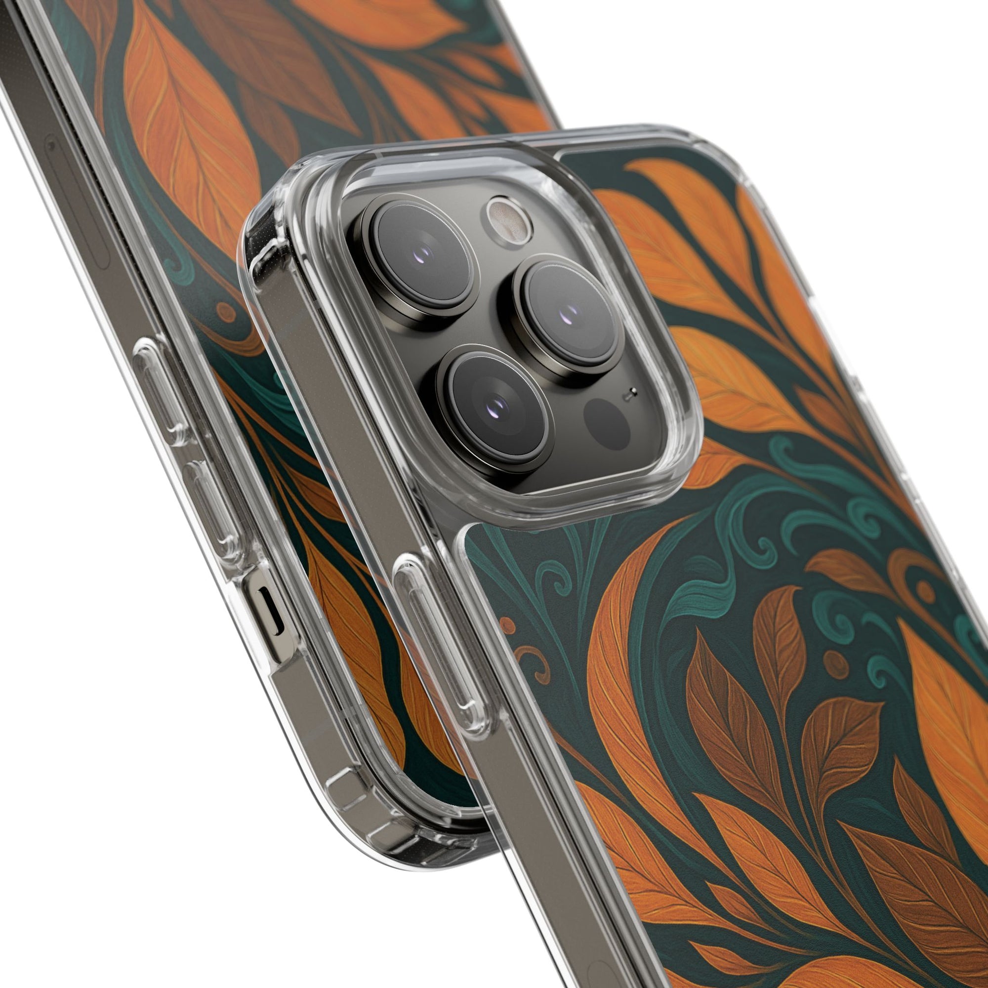 Bohemian Floral Clear Phone Case - Nature Lover's Gift, Botanical Design Phone Cover, Fall Aesthetic, Eco-Friendly Case, Custom Phone