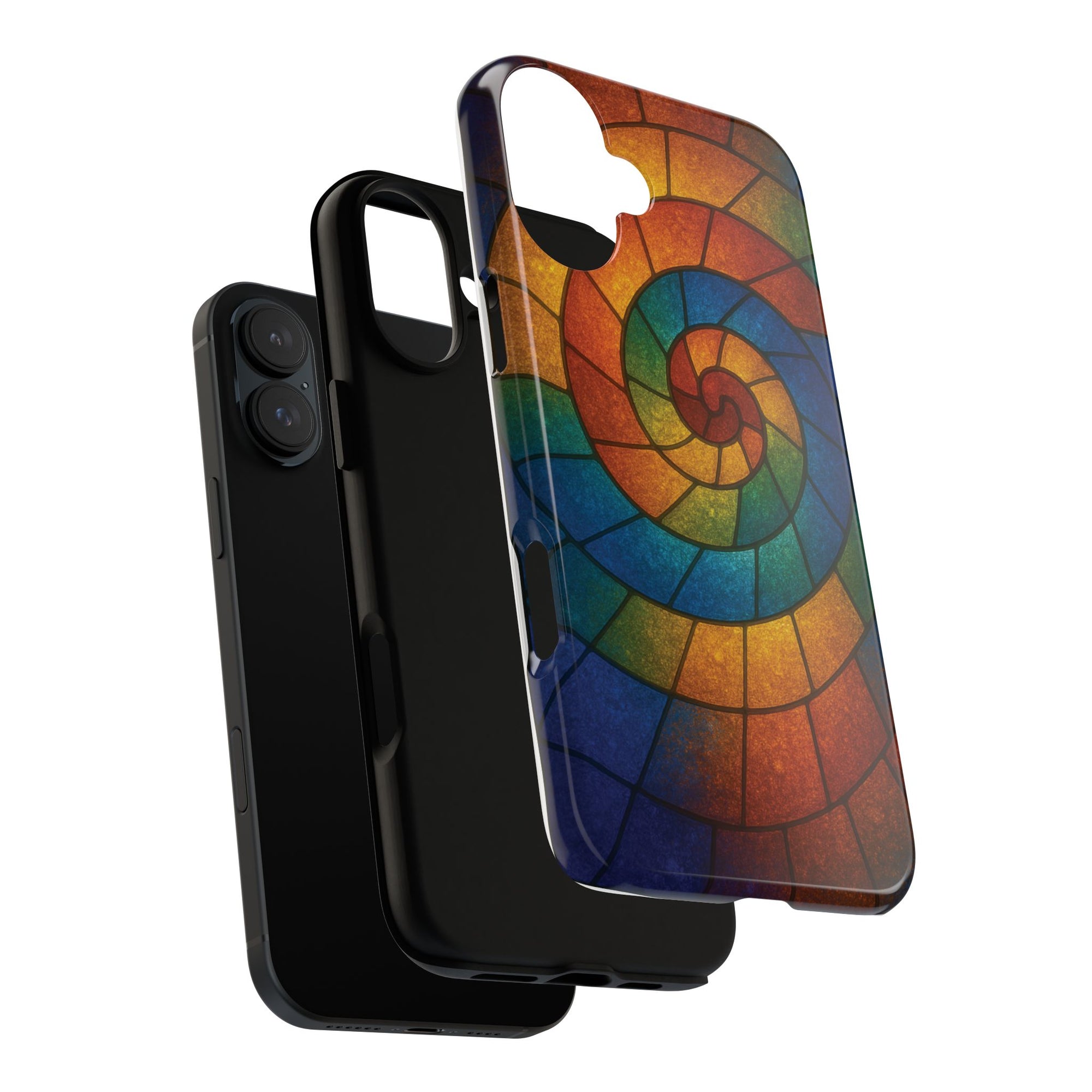 Stained Glass Spiral Colorful Phone Case, Vibrant Tough Phone Protector, Artistic Cell Phone Cover, Trendy Tech Accessories Samsung Galaxy S series and Apple iPhone series