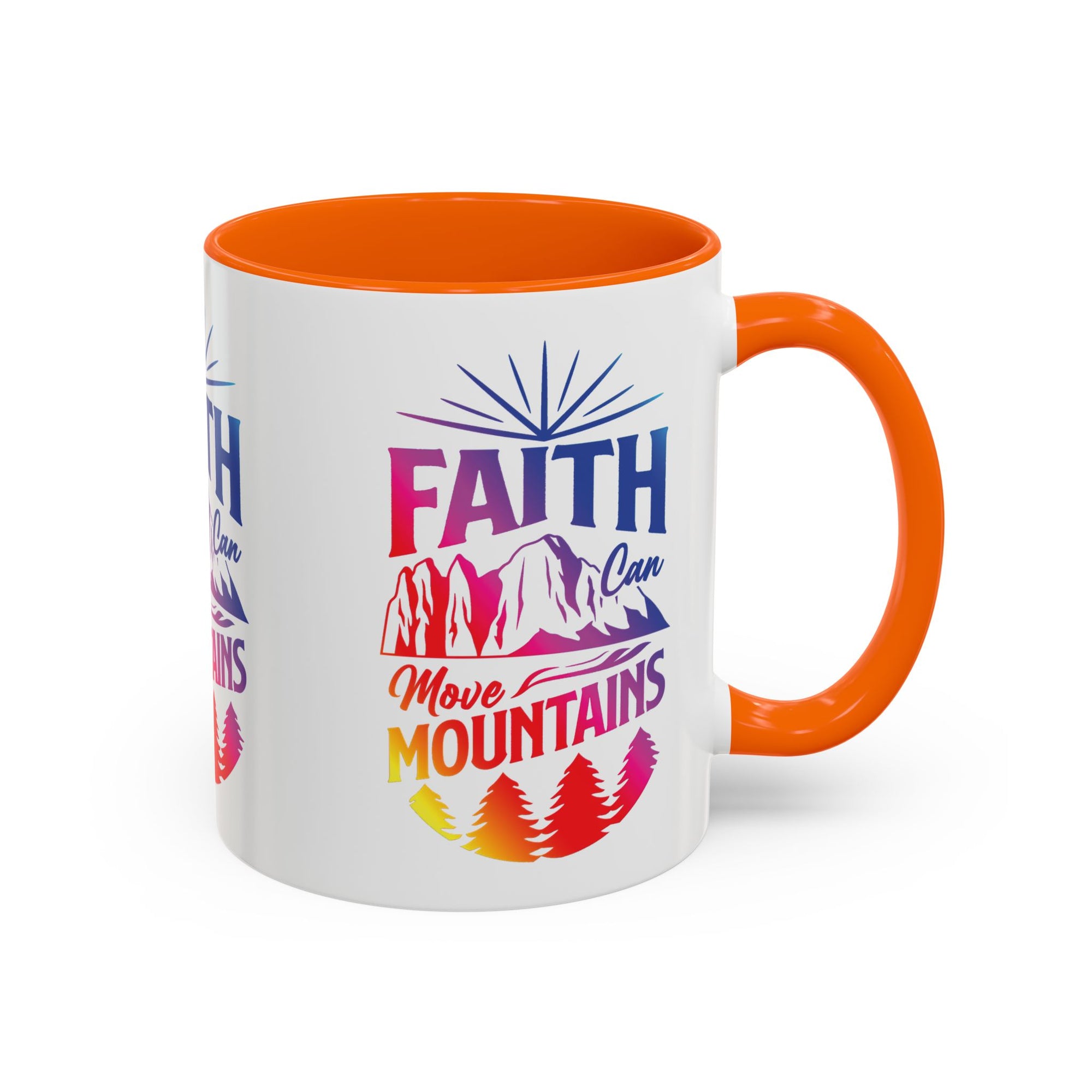 Faith Can Move Mountains Accent Coffee Mug - Inspirational Design
