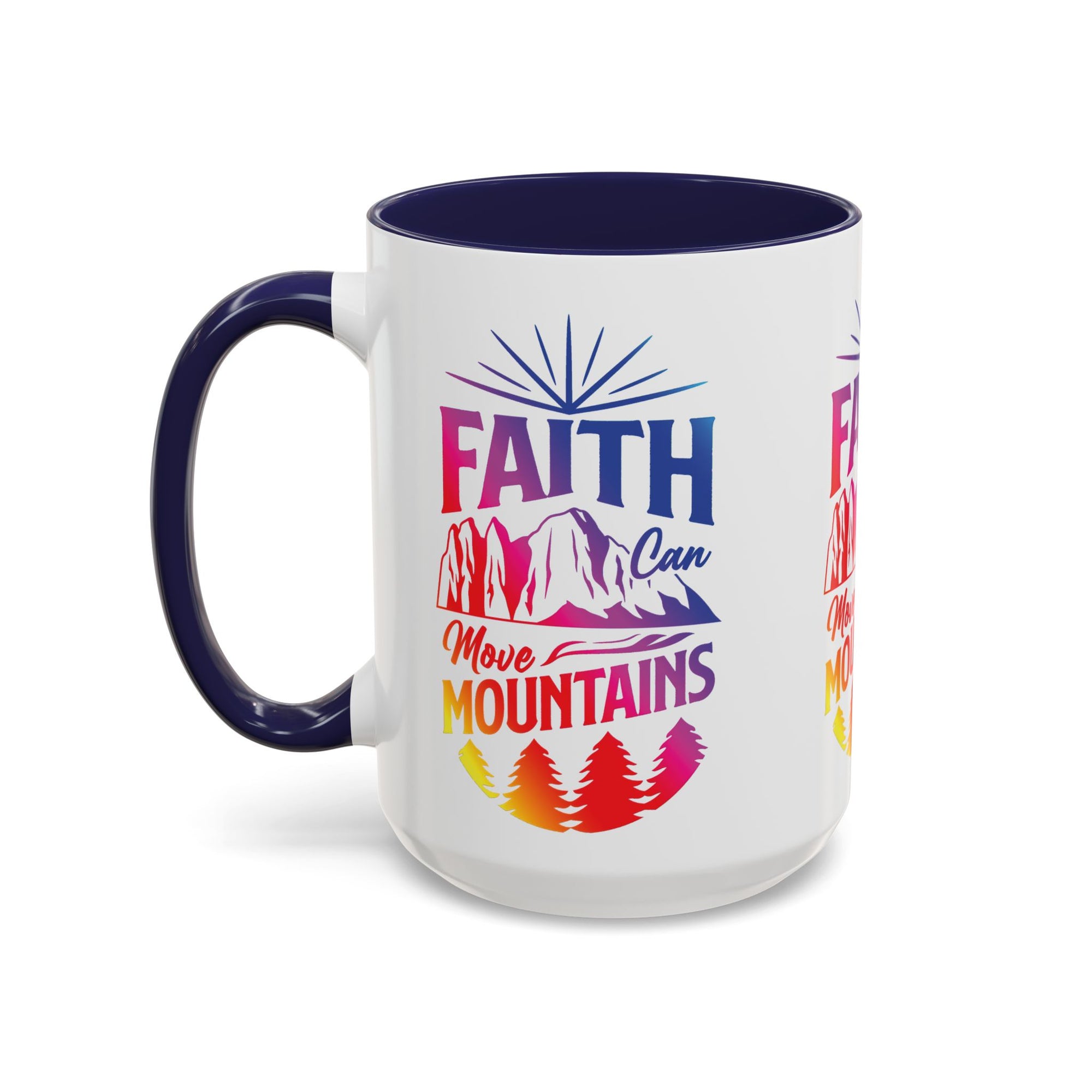 Faith Can Move Mountains Accent Coffee Mug - Inspirational Design