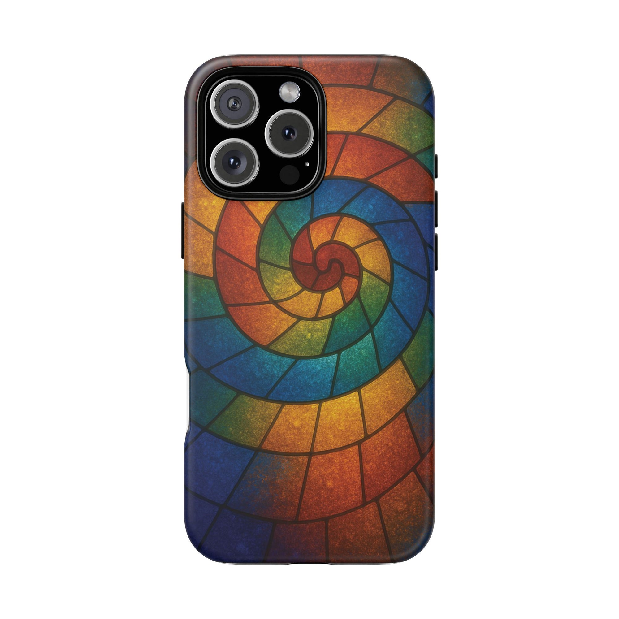 Stained Glass Spiral Colorful Phone Case, Vibrant Tough Phone Protector, Artistic Cell Phone Cover, Trendy Tech Accessories Samsung Galaxy S series and Apple iPhone series