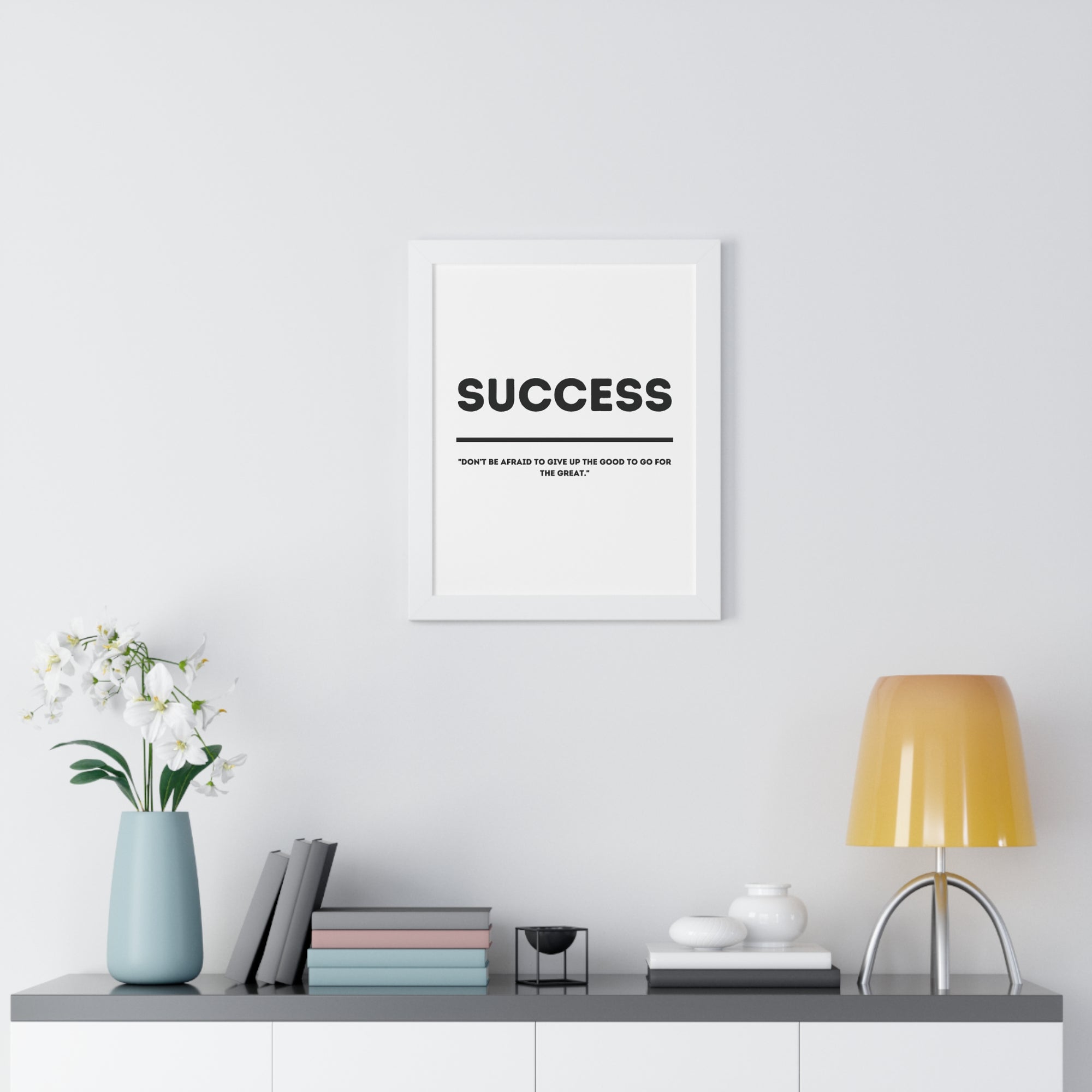 Minimalist in White (Success) - Framed Vertical Poster
