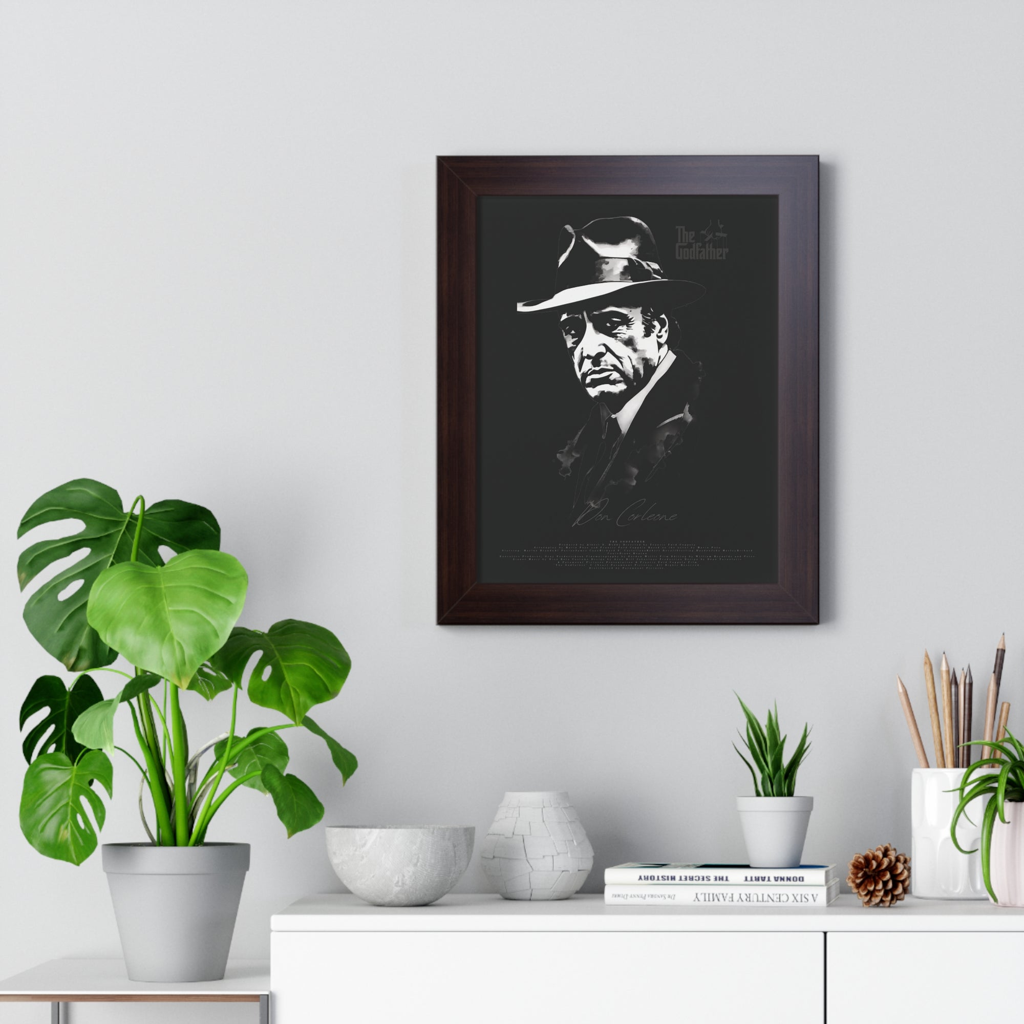 Don Corleone in Black - Framed Vertical Poster