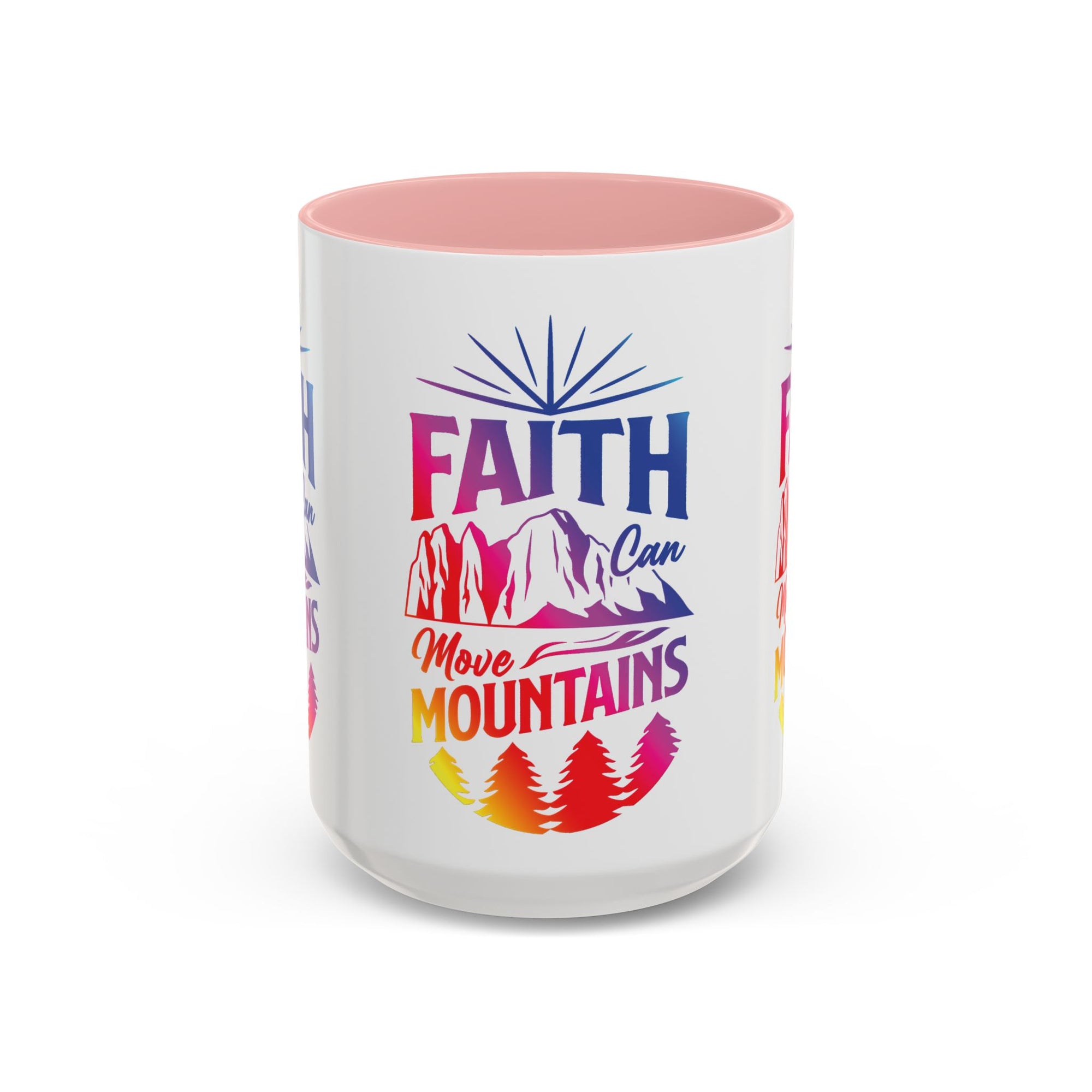 Faith Can Move Mountains Accent Coffee Mug - Inspirational Design