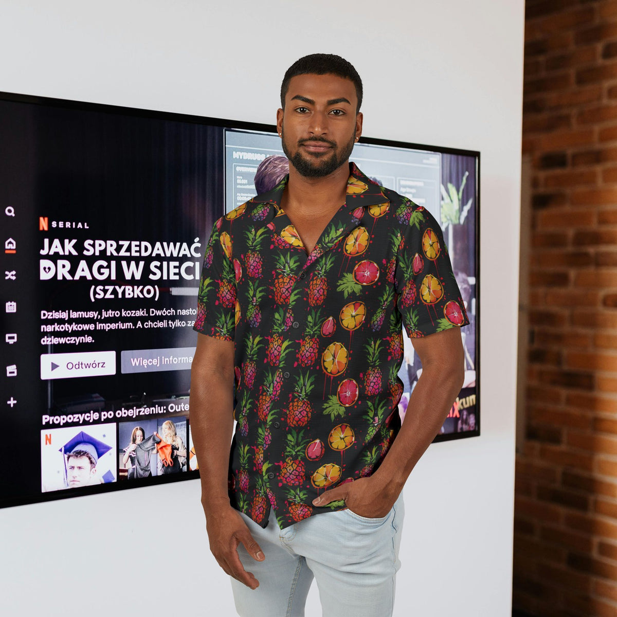 Men's Hawaiian Camp Shirt (AOP) (Fruits)