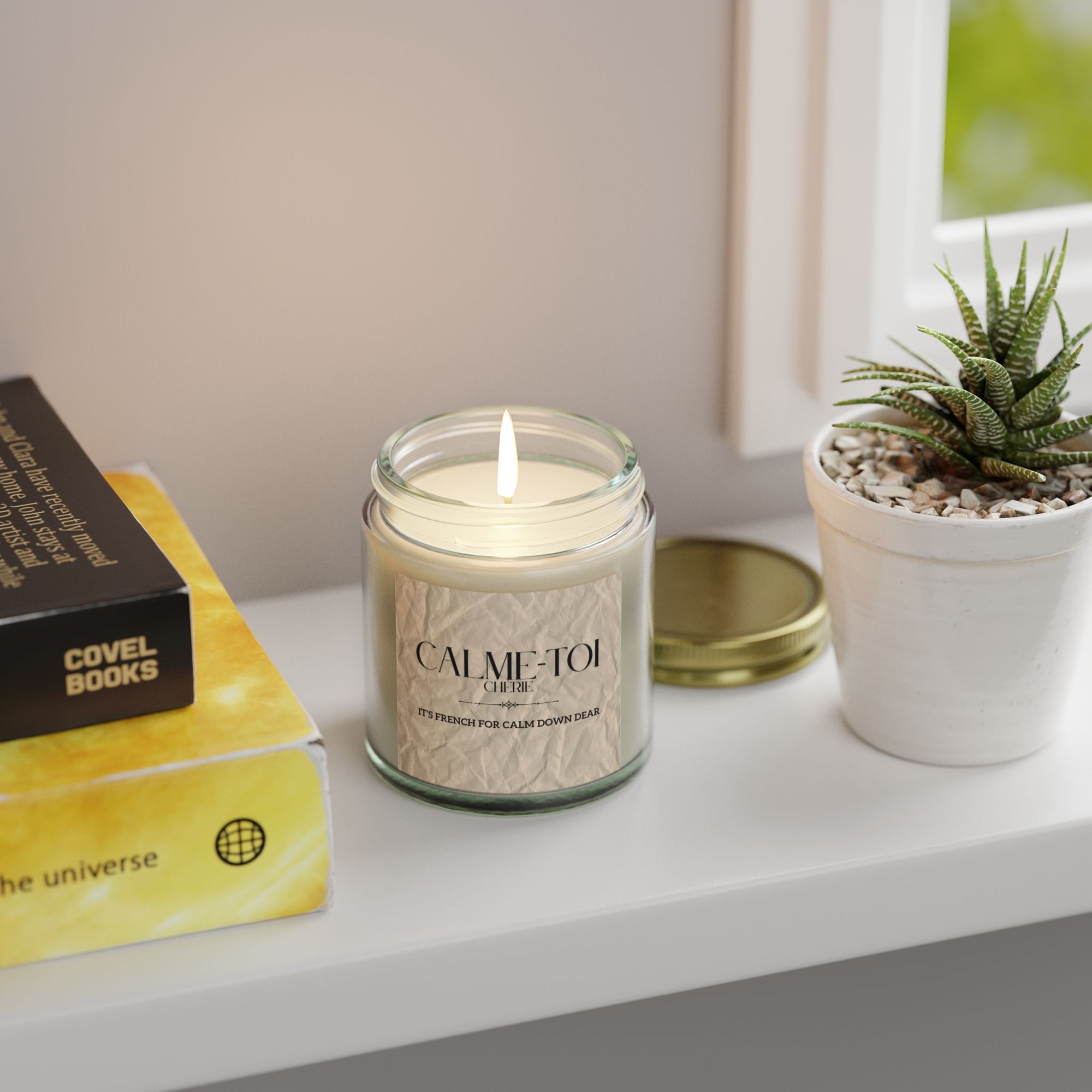 Calm Down Candle | Scented Coconut Apricot Wax, Self-Care Gift, Home Decor, Relaxation, Spa Experience, Mindfulness, Funny Gifts for Better-half