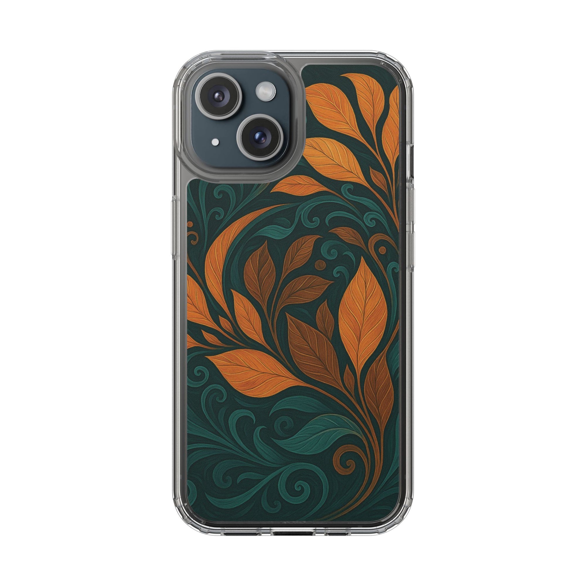 Bohemian Floral Clear Phone Case - Nature Lover's Gift, Botanical Design Phone Cover, Fall Aesthetic, Eco-Friendly Case, Custom Phone