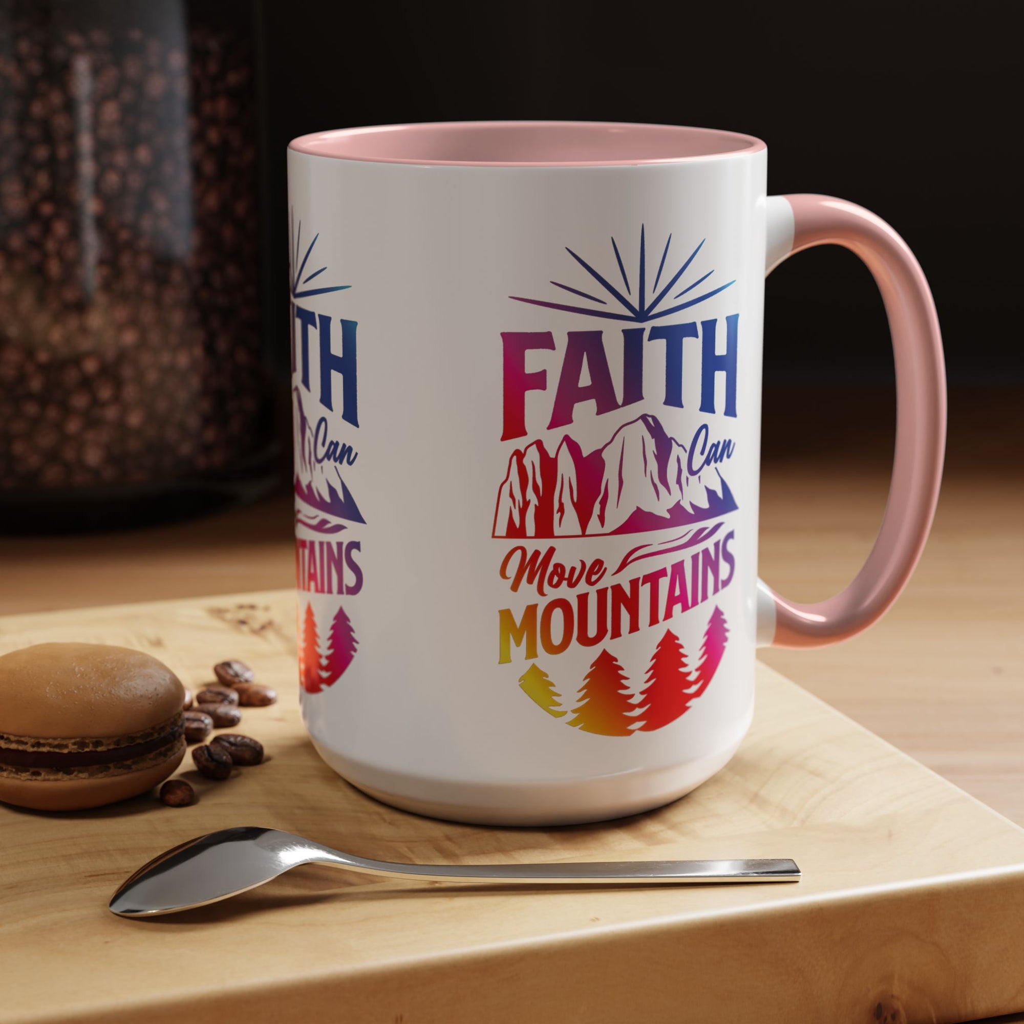 Faith Can Move Mountains Accent Coffee Mug - Inspirational Design