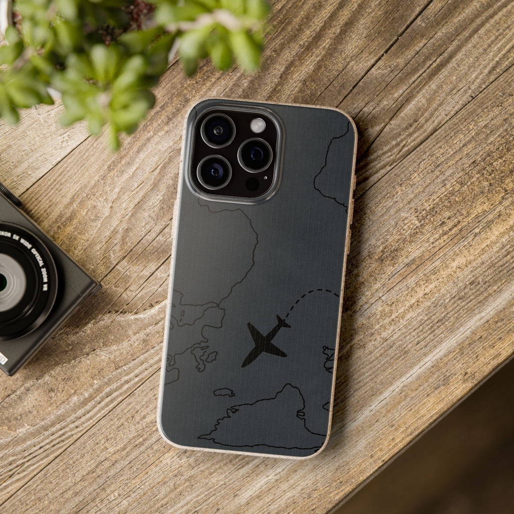 Airplane Map Biodegradable Phone Case, Eco-Friendly Phone Cover, Travel Gift, Sustainable Accessory, Nature Lover Gift