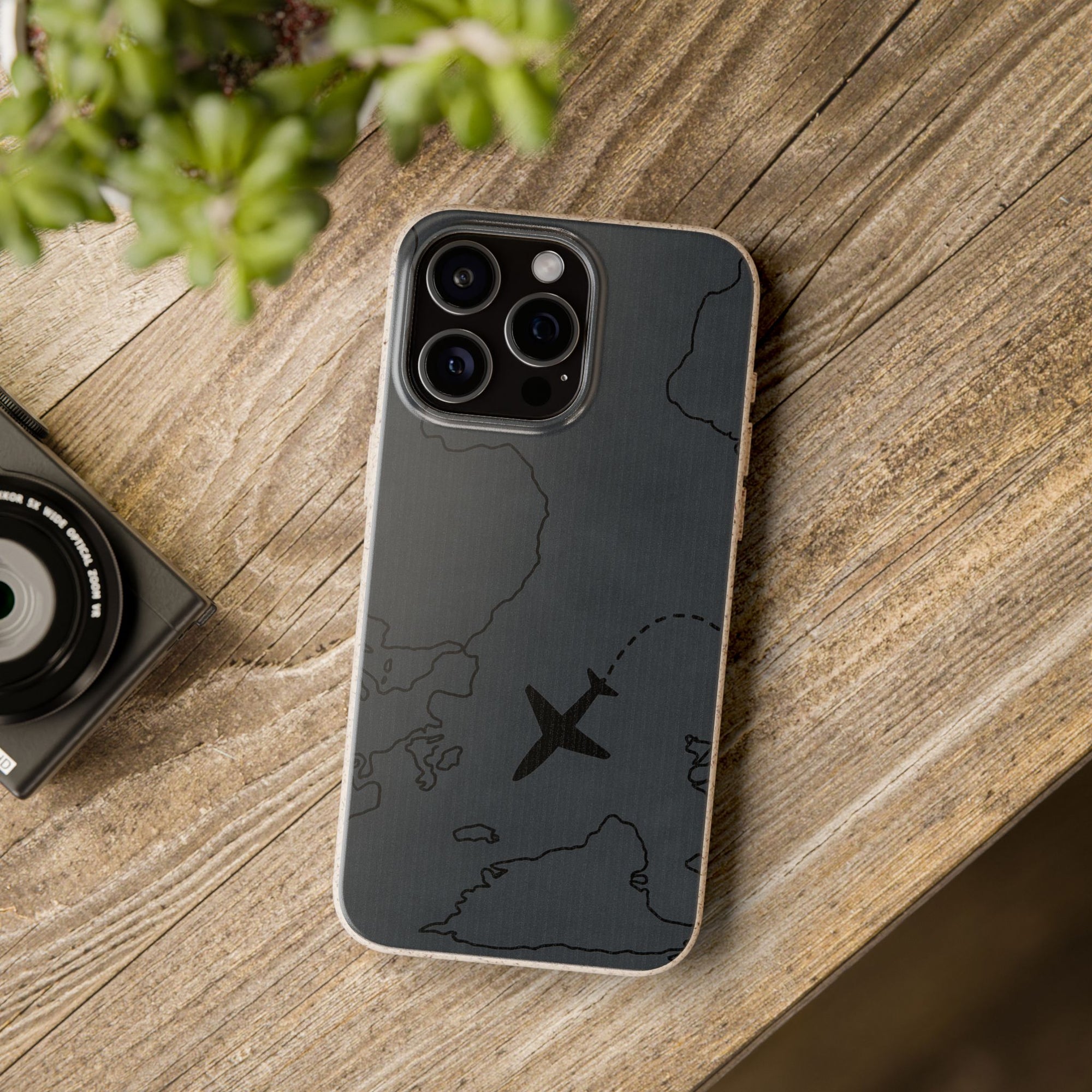 Airplane Map Biodegradable Phone Case, Eco-Friendly Phone Cover, Travel Gift, Sustainable Accessory, Nature Lover Gift