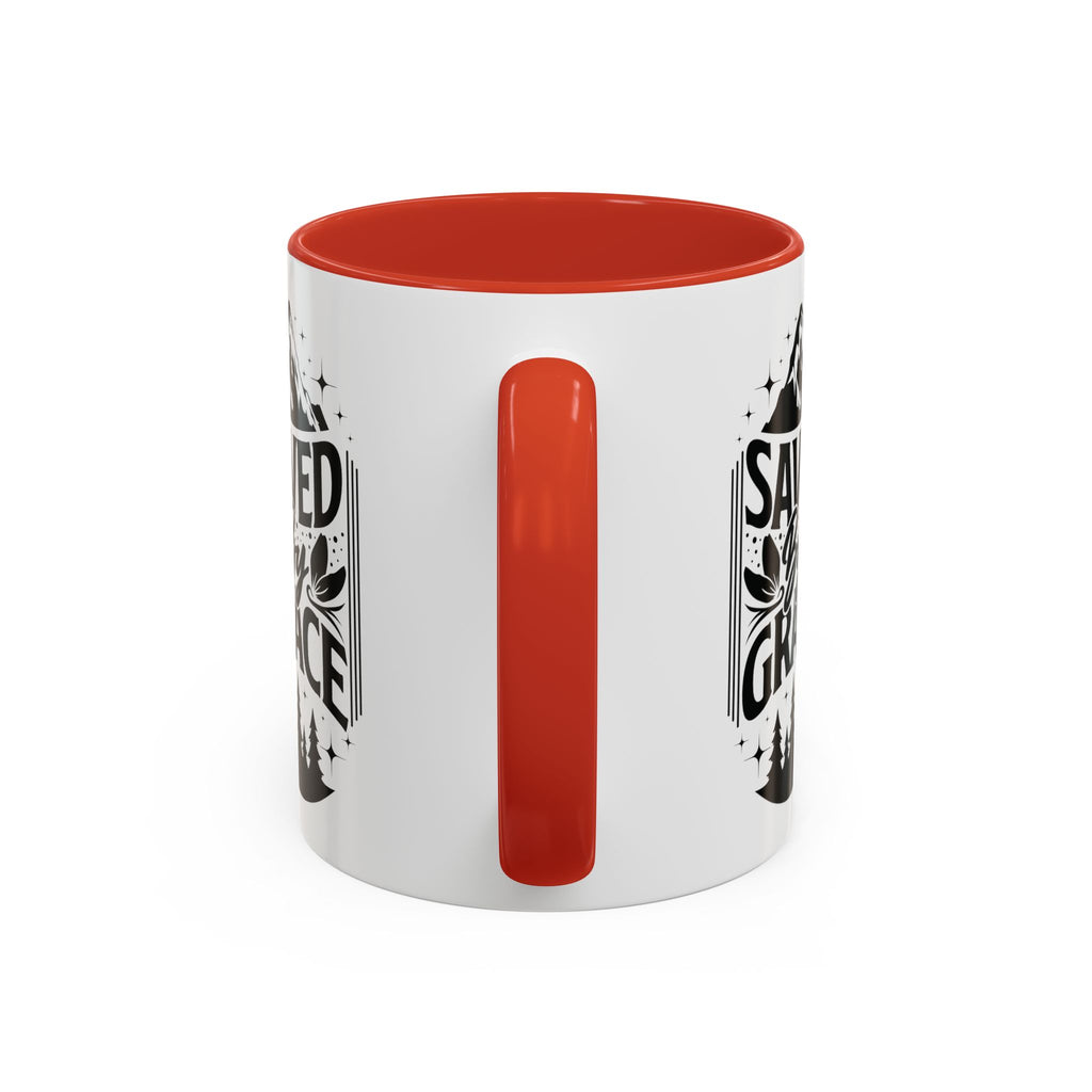 Saved by Grace Accent Coffee Mug - Inspirational Design