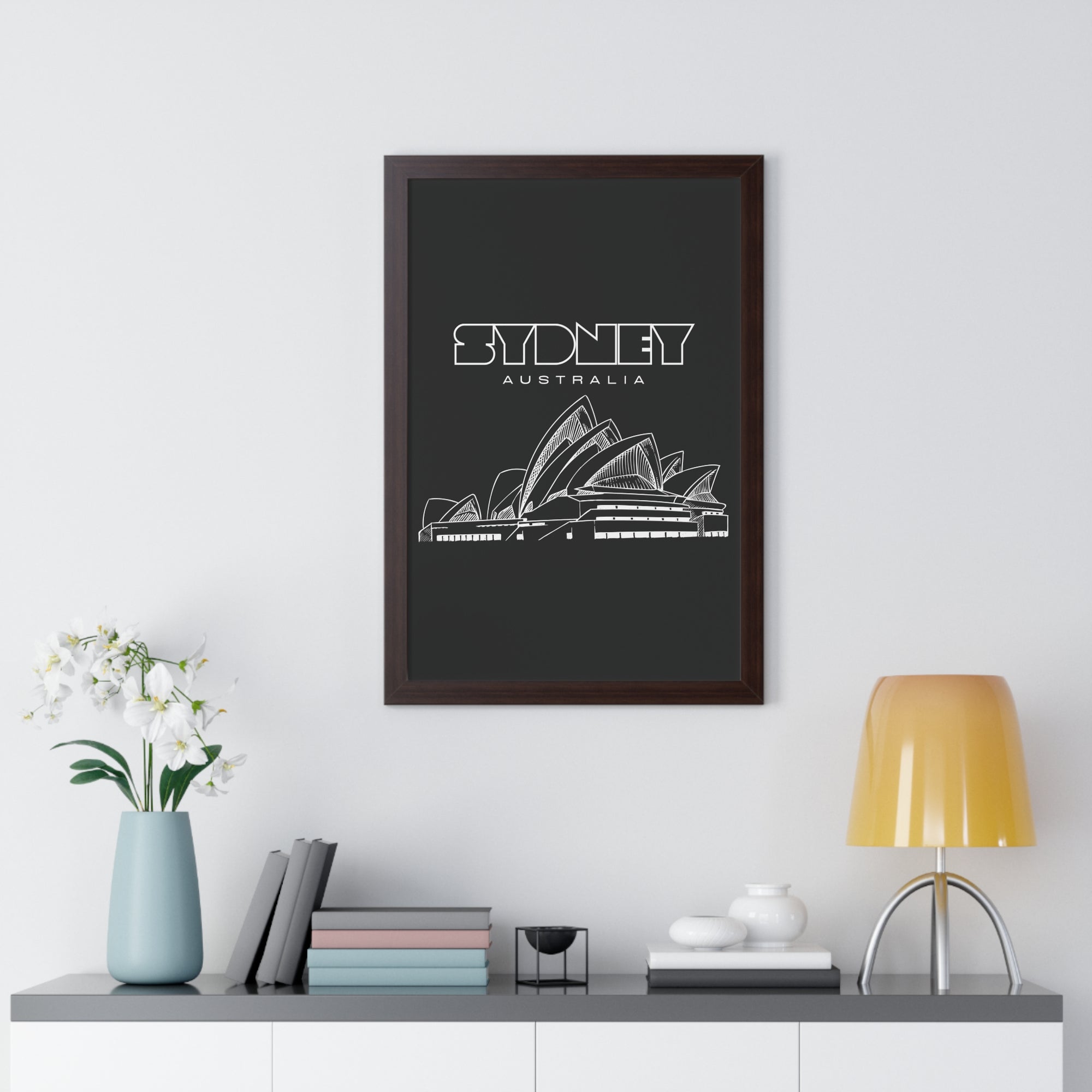 Aesthetic Sydney in Black - Framed Vertical Poster