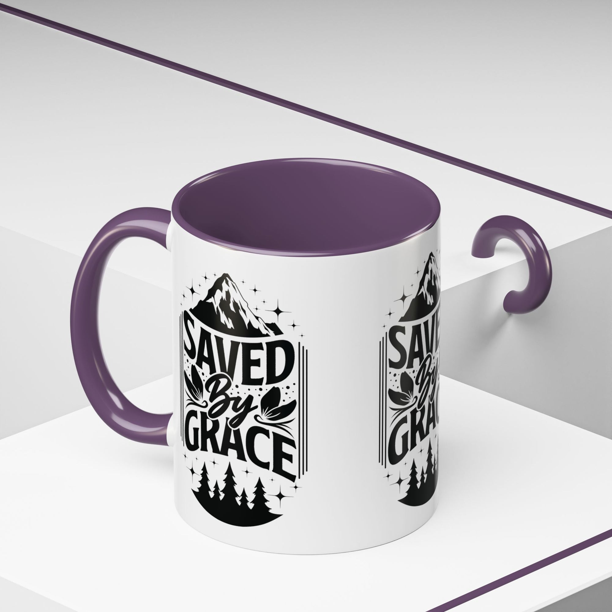 Saved by Grace Accent Coffee Mug - Inspirational Design