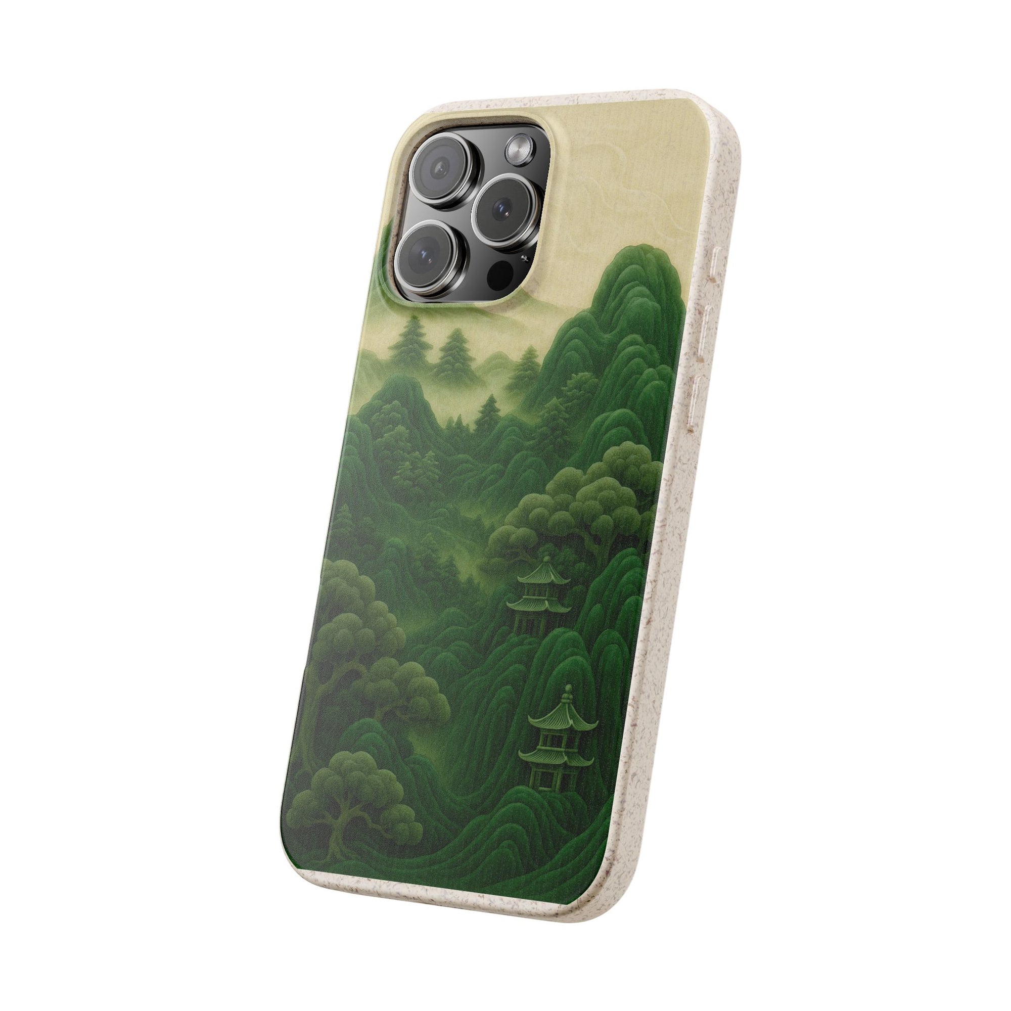 Eco-Friendly Biodegradable Phone Cases with Serene Mountain Landscape Design, Sustainable Gift, Nature Lover Accessory, Green Phone Cover,