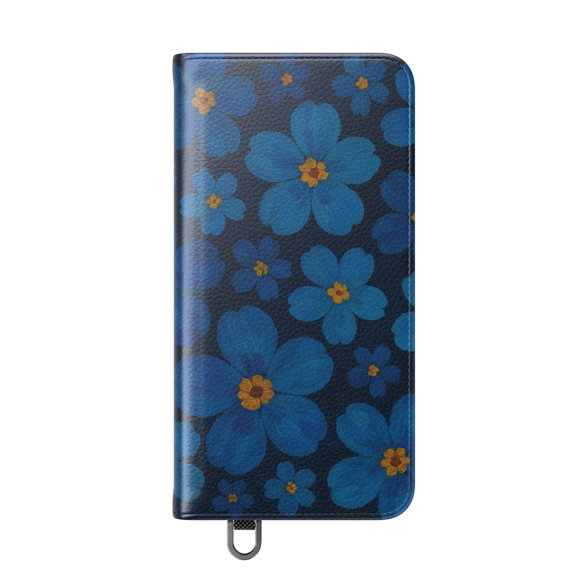 Floral Flip Phone Case - Elegant Blue Flower Design, Phone Accessory, Gift for Her, Trendy Organizer, Birthday, Mother's Day