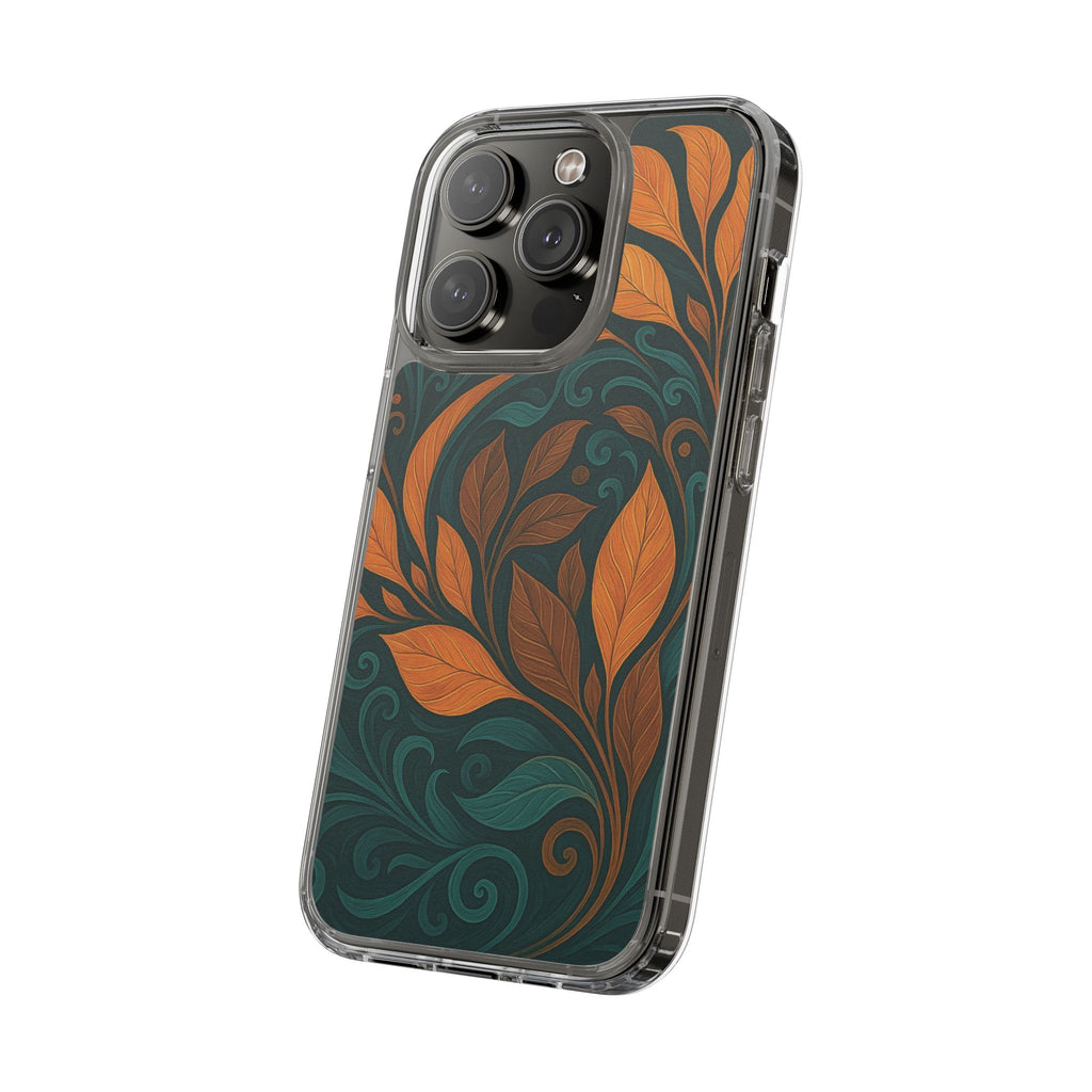 Bohemian Floral Clear Phone Case - Nature Lover's Gift, Botanical Design Phone Cover, Fall Aesthetic, Eco-Friendly Case, Custom Phone