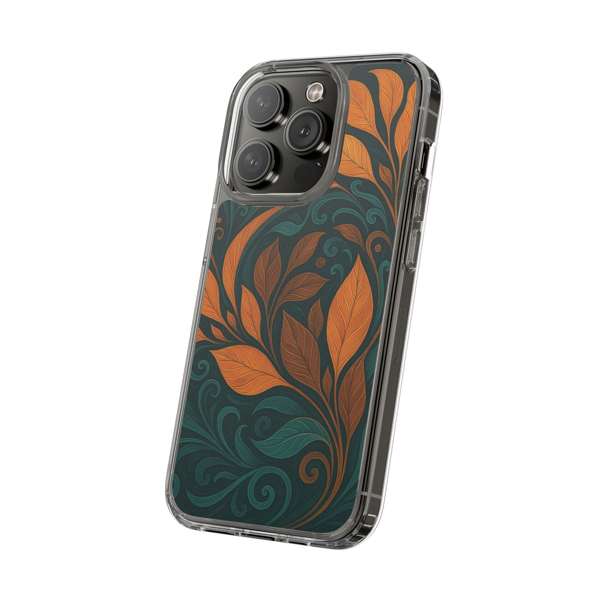 Bohemian Floral Clear Phone Case - Nature Lover's Gift, Botanical Design Phone Cover, Fall Aesthetic, Eco-Friendly Case, Custom Phone
